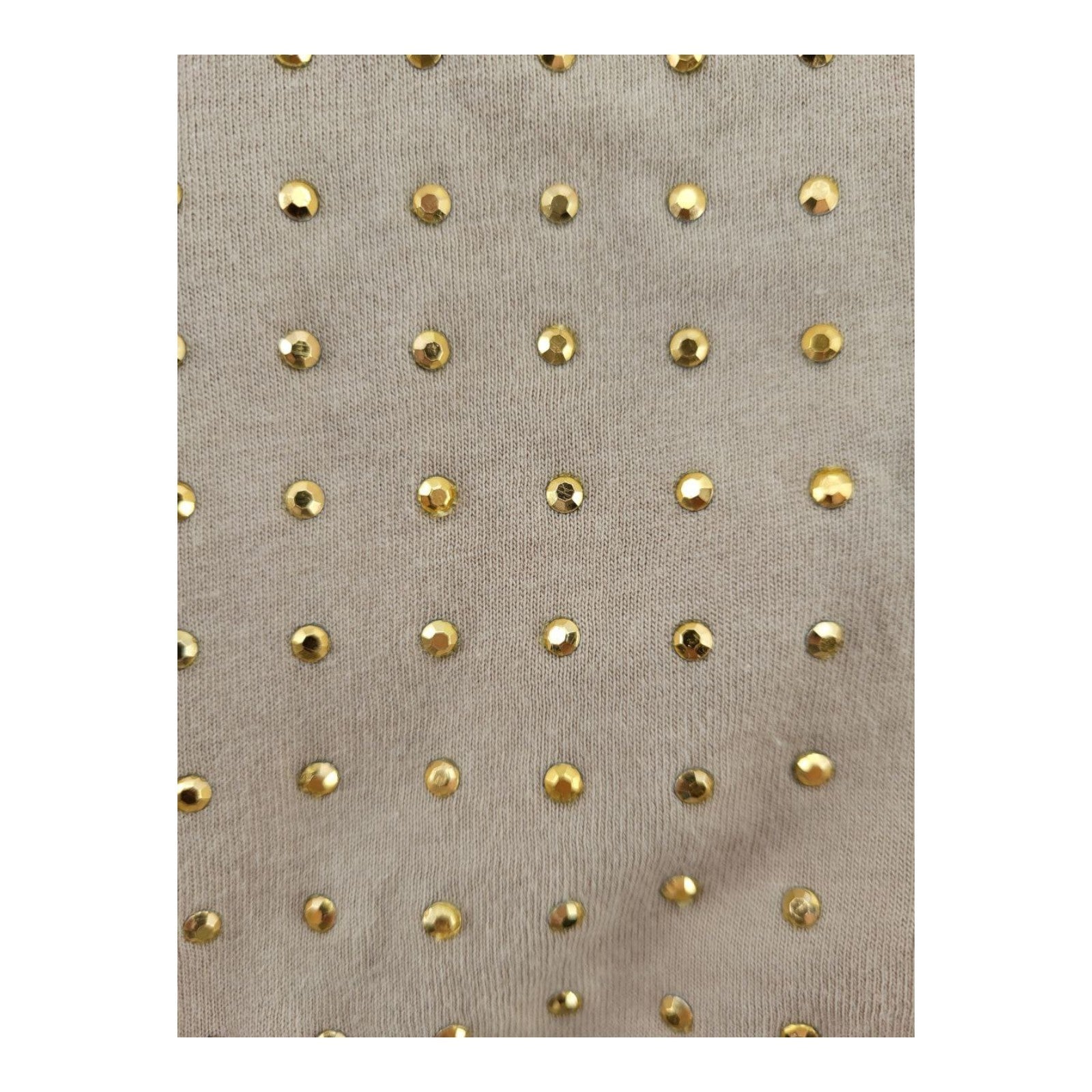 Forever 21 Beige Tank Top Gold Studded Scoop Neck Sleeveless Pocket Size L