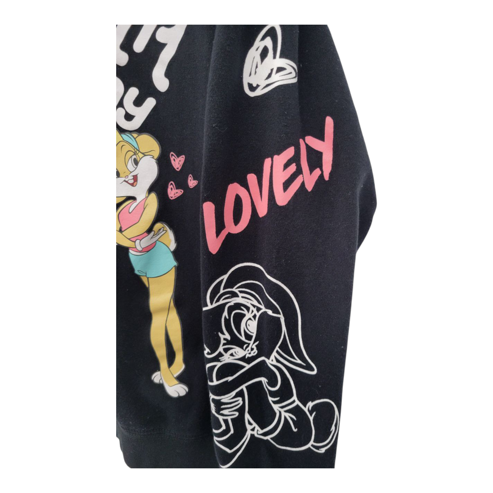 Looney Tunes Lola Bunny Hoodie Black Graphic Sweatshirt Womens Size L