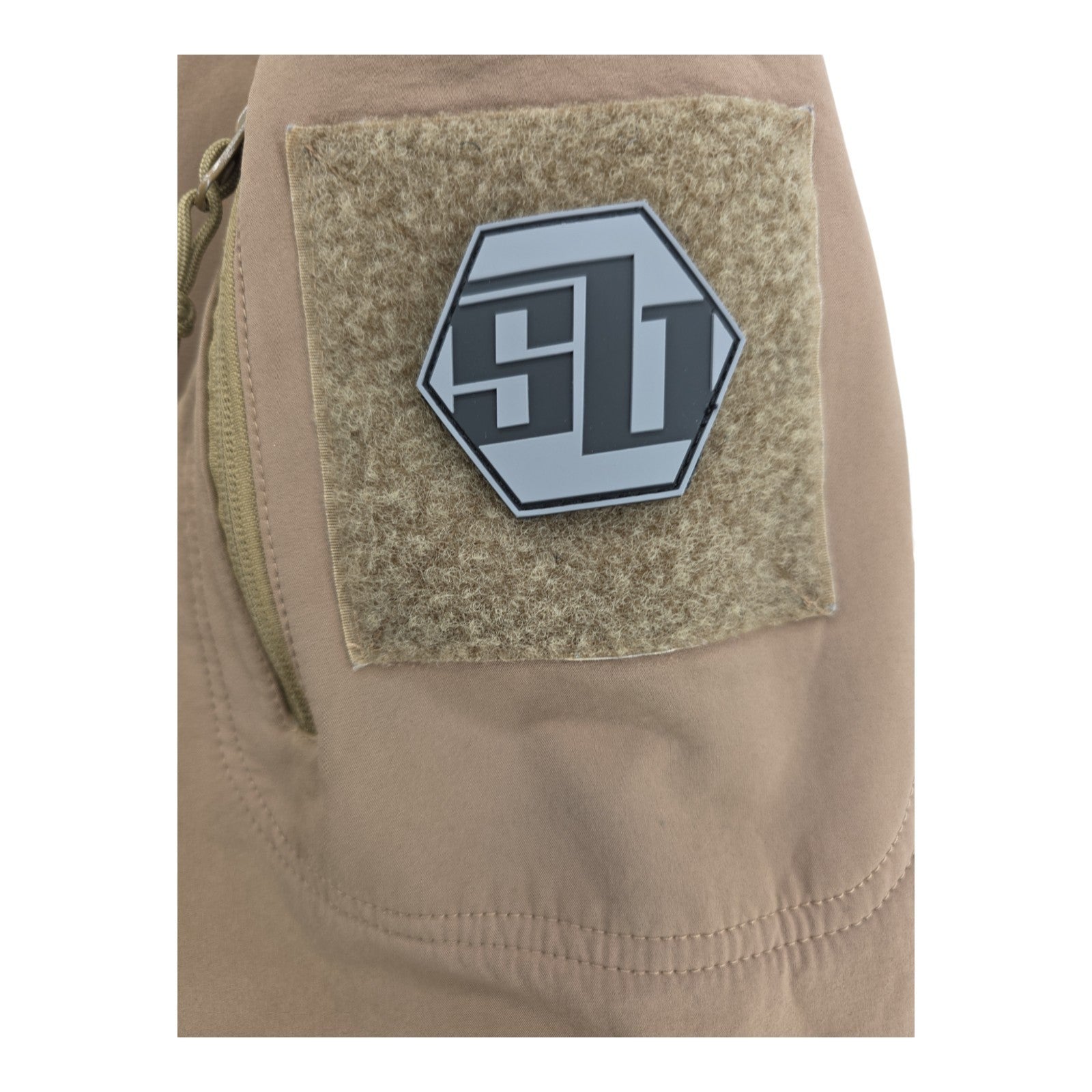 Nine Line Tactical Softshell Hooded Jacket Men’s L Tan with Patches
