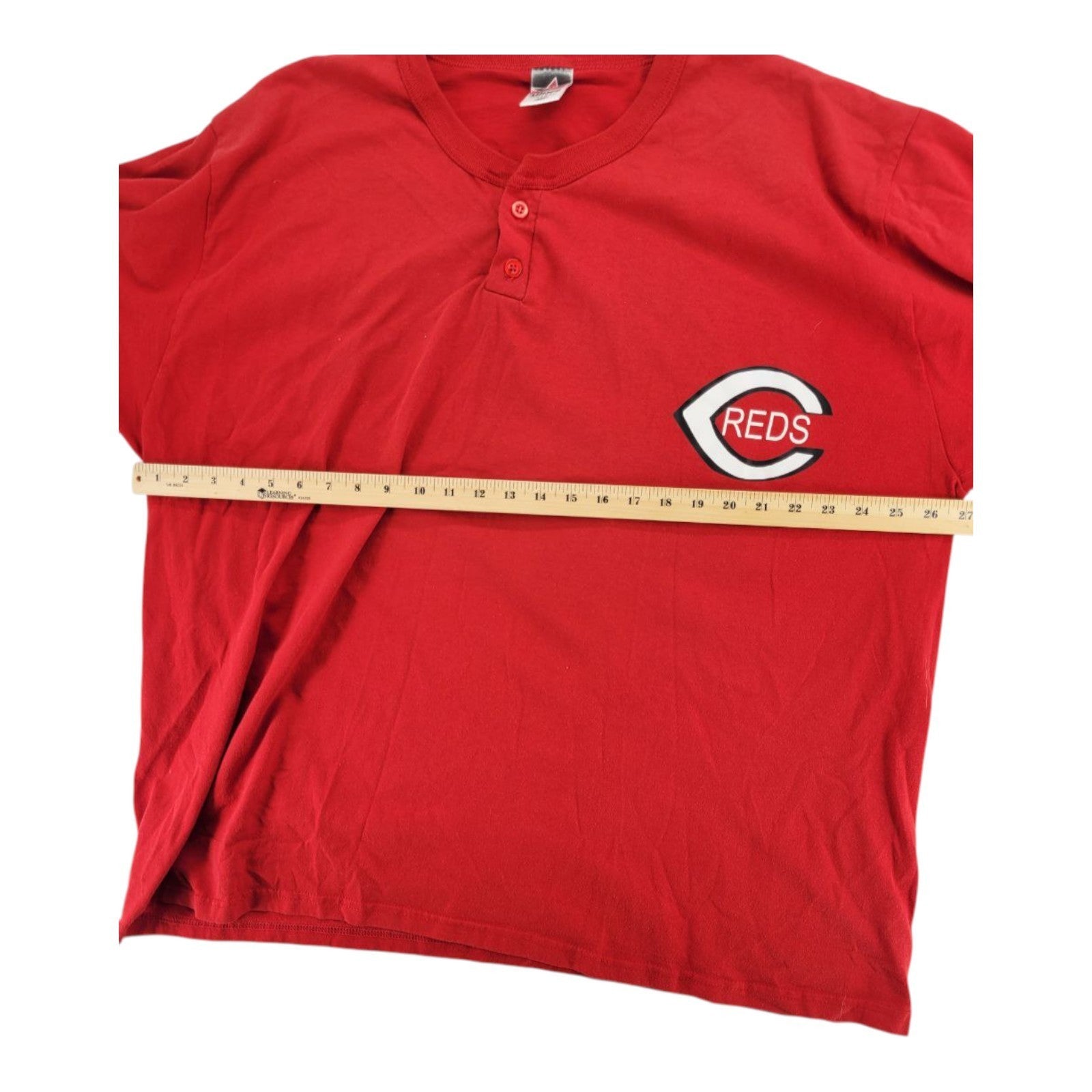 Cincinnati Reds Just Sports Graphic Henley T-Shirt 3XL Red Alleson Athletic