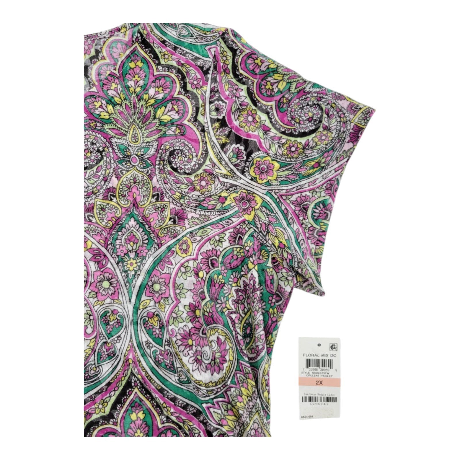 INC International Concepts Women's Plus Top 2X Opulent Paisley Stretch