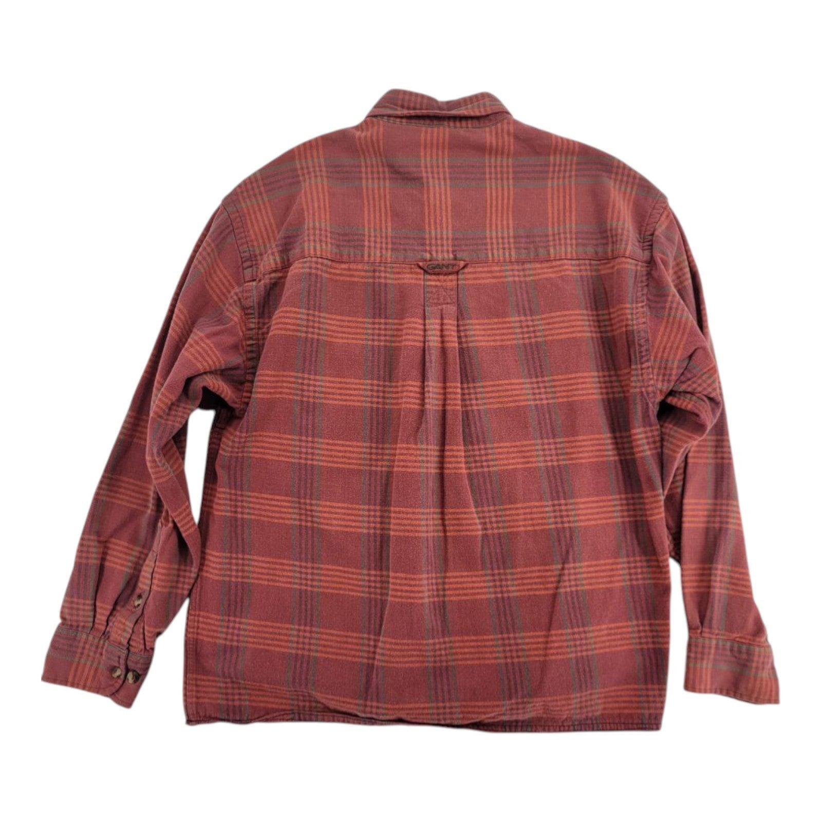 GANT Men's Red Plaid Tisbury Flannel Button Down Shirt Long Sleeve M