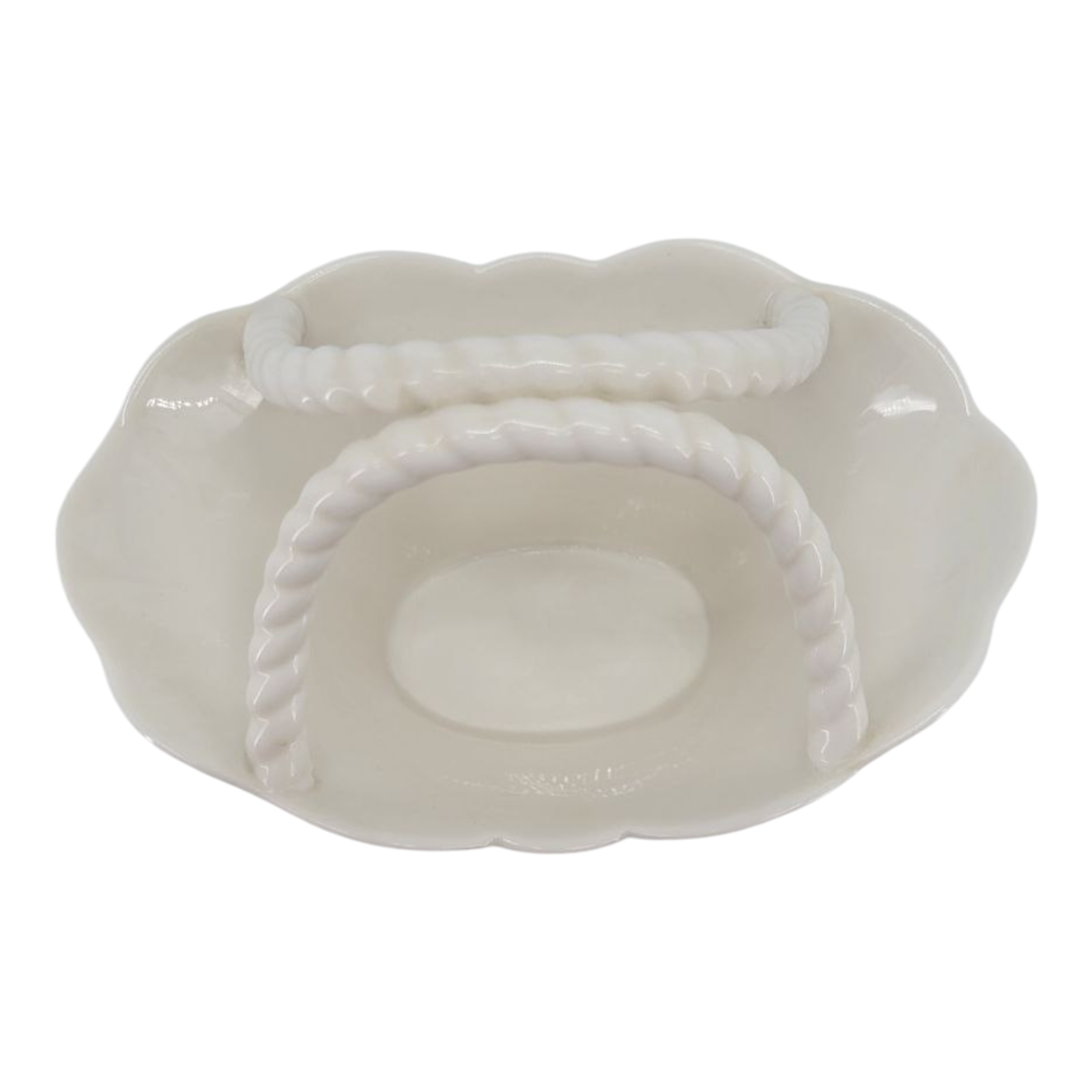 Mikasa Floral Vine Porcelain Basket White Embossed Ribbon Handle RL051