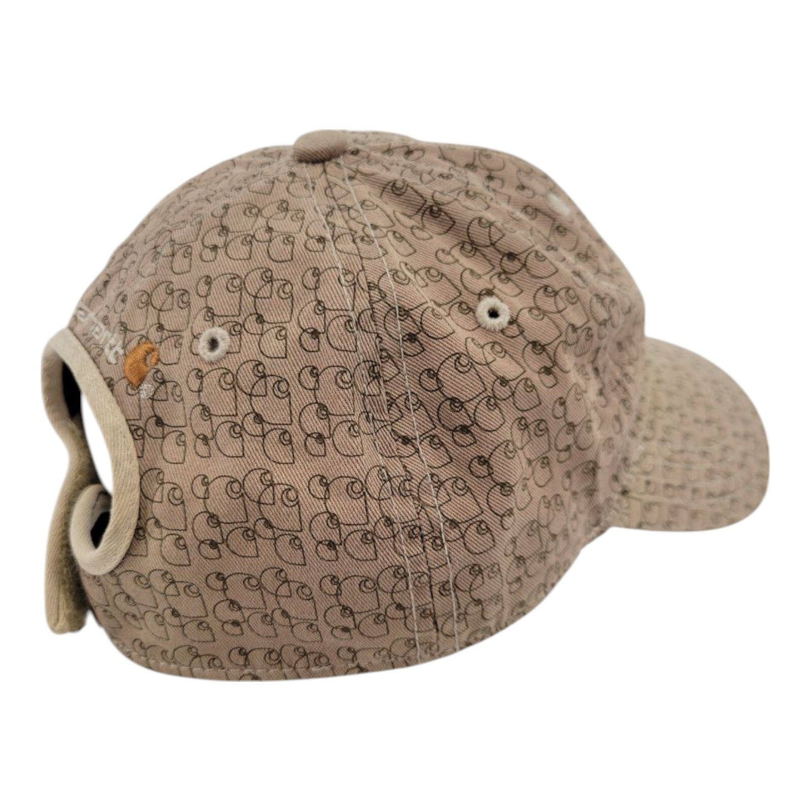 Carhartt Tan Logo Print Baseball Cap Adjustable Strapback Workwear Hat One Size