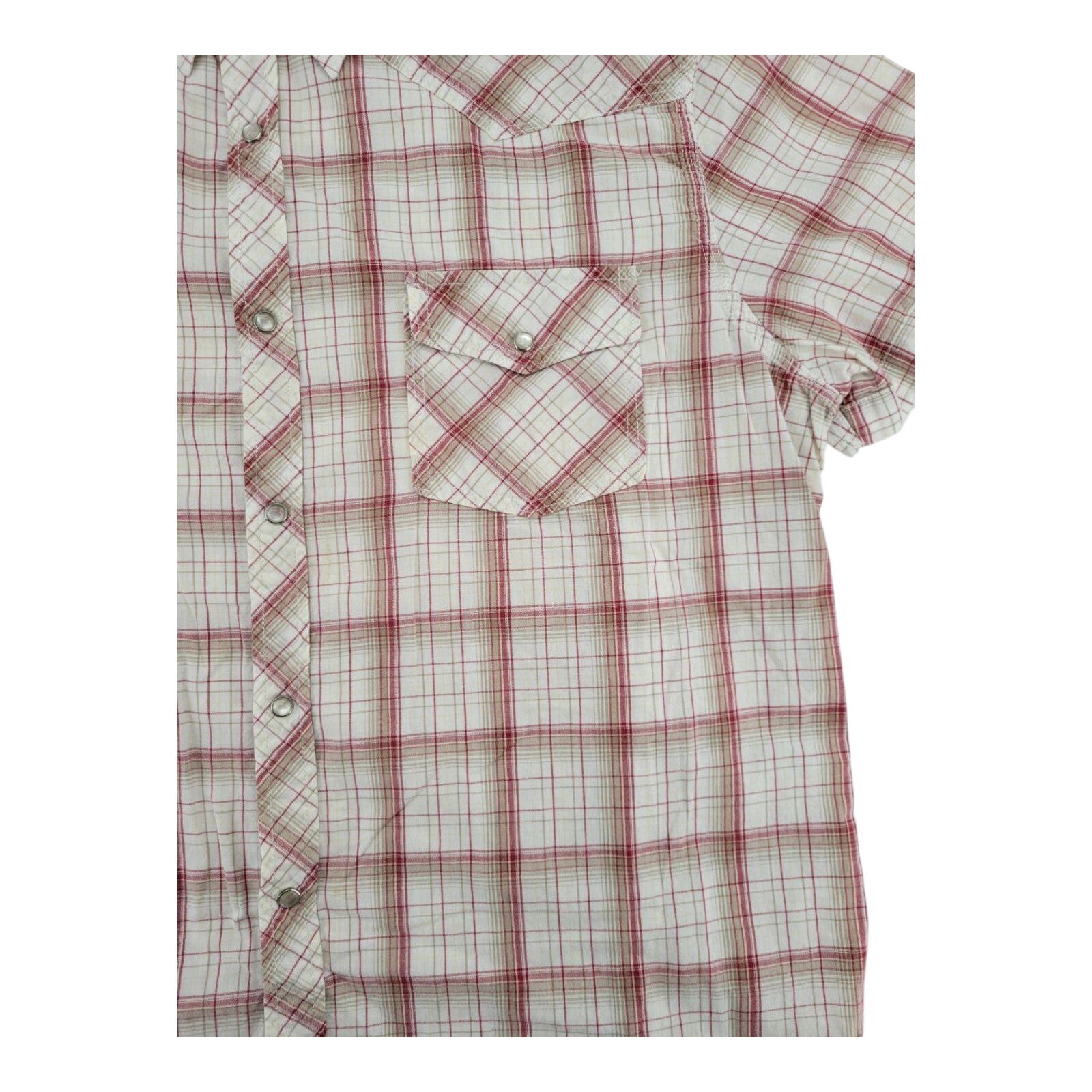 Mossimo Supply Co Athletic Fit Mens Short Sleeve Plaid Pearl Snap Shirt XXL