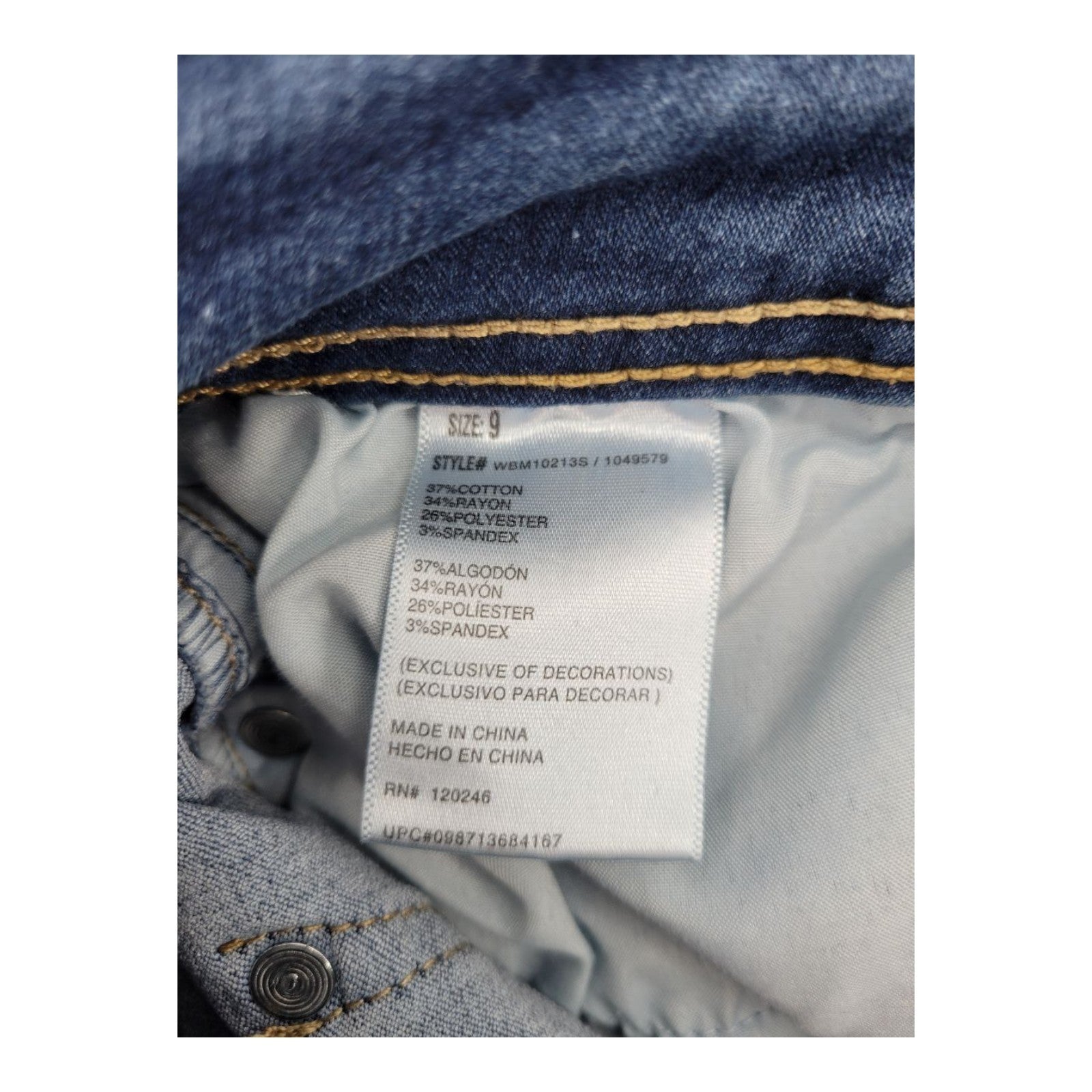 WallFlower Womens Skinny Jeans Blue Mid Rise Stretch Denim Pants Size 9