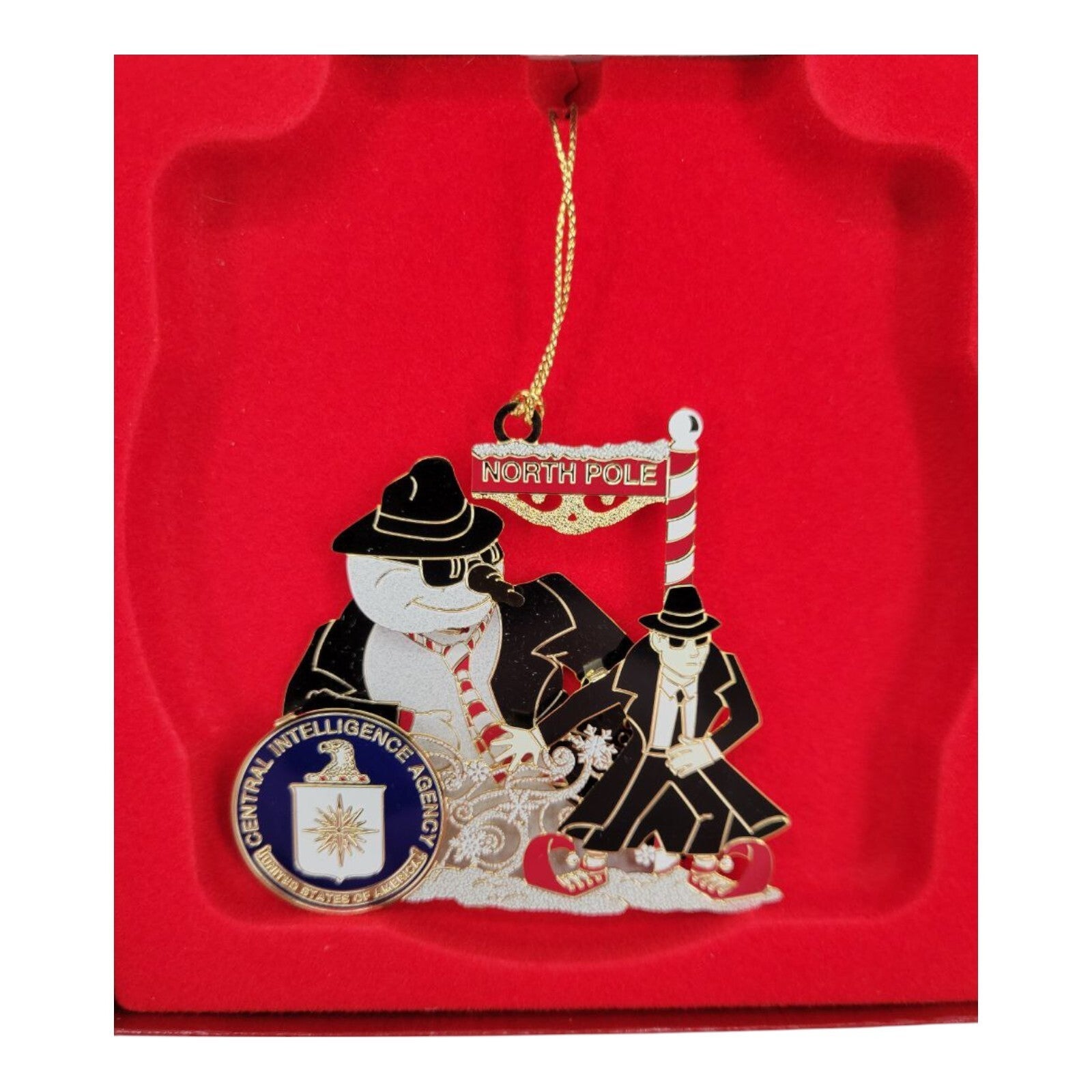 CIA Central Intelligence Agency North Pole Spy Snowman Christmas Ornament w/ Box