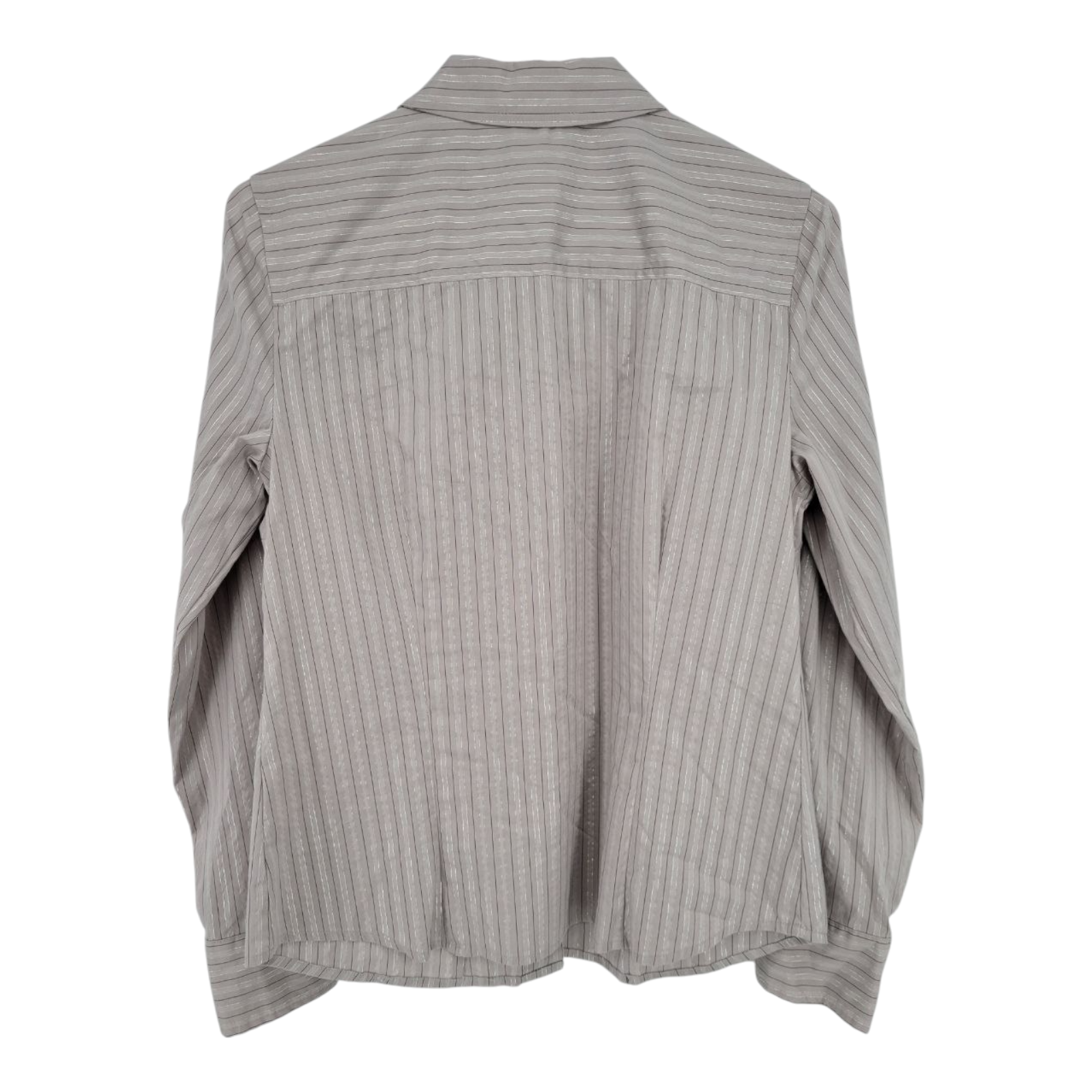 Attention Womens Button Up Long Sleeve Shirt Gray Striped Size M