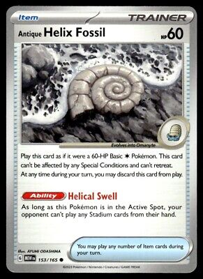 Pokemon 2023 Scarlet & Violet 151 Antique Helix Fossil Near Mint Card