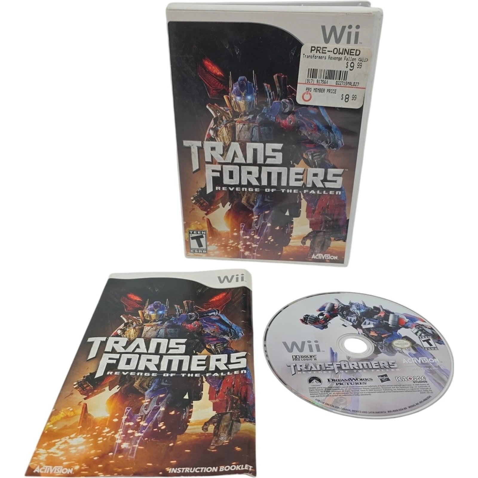 Transformers Revenge of the Fallen Nintendo Wii 2009 Complete with Manual