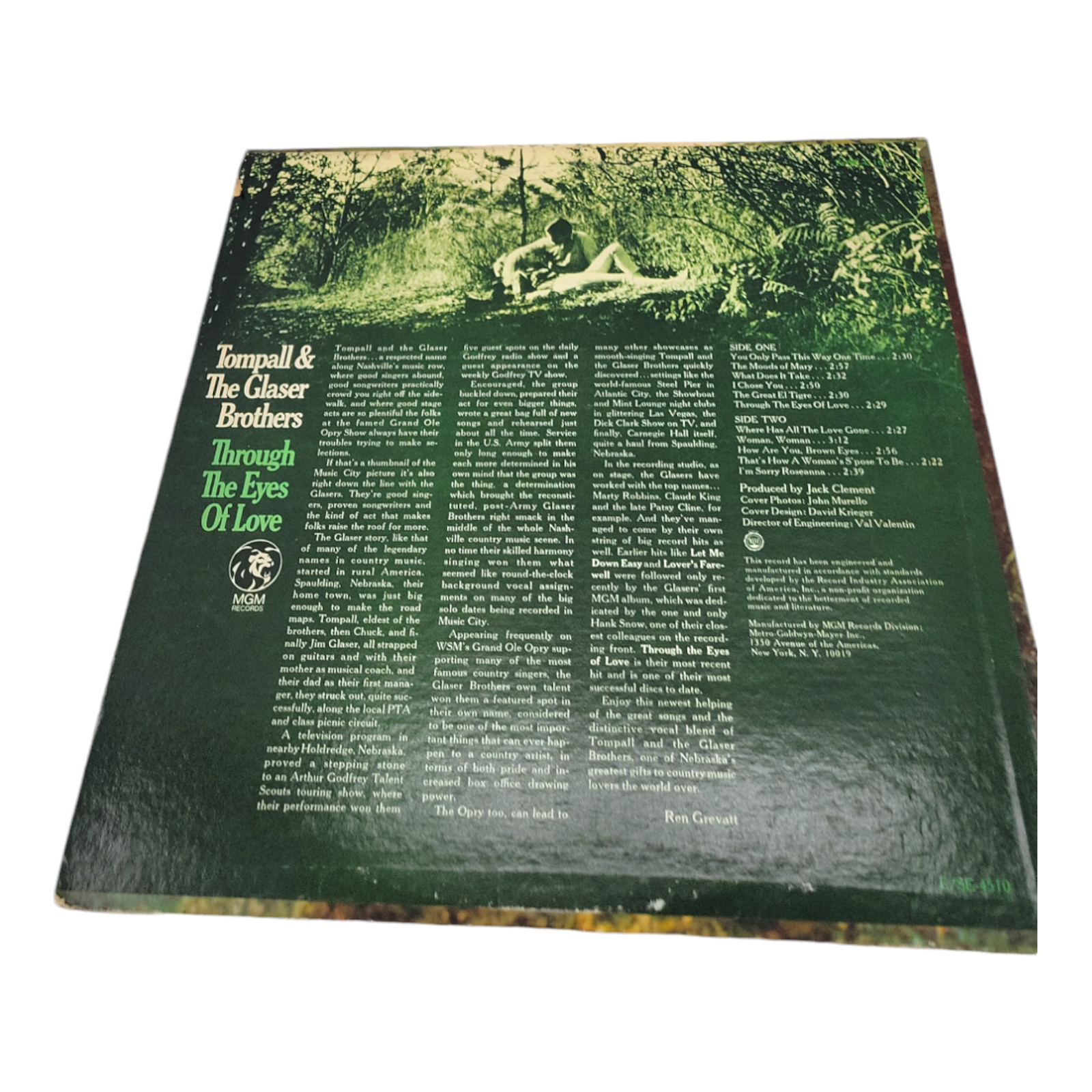 1968 Tompall & The Glaser Brothers Through the Eyes of Love Vinyl LP 1st Issue