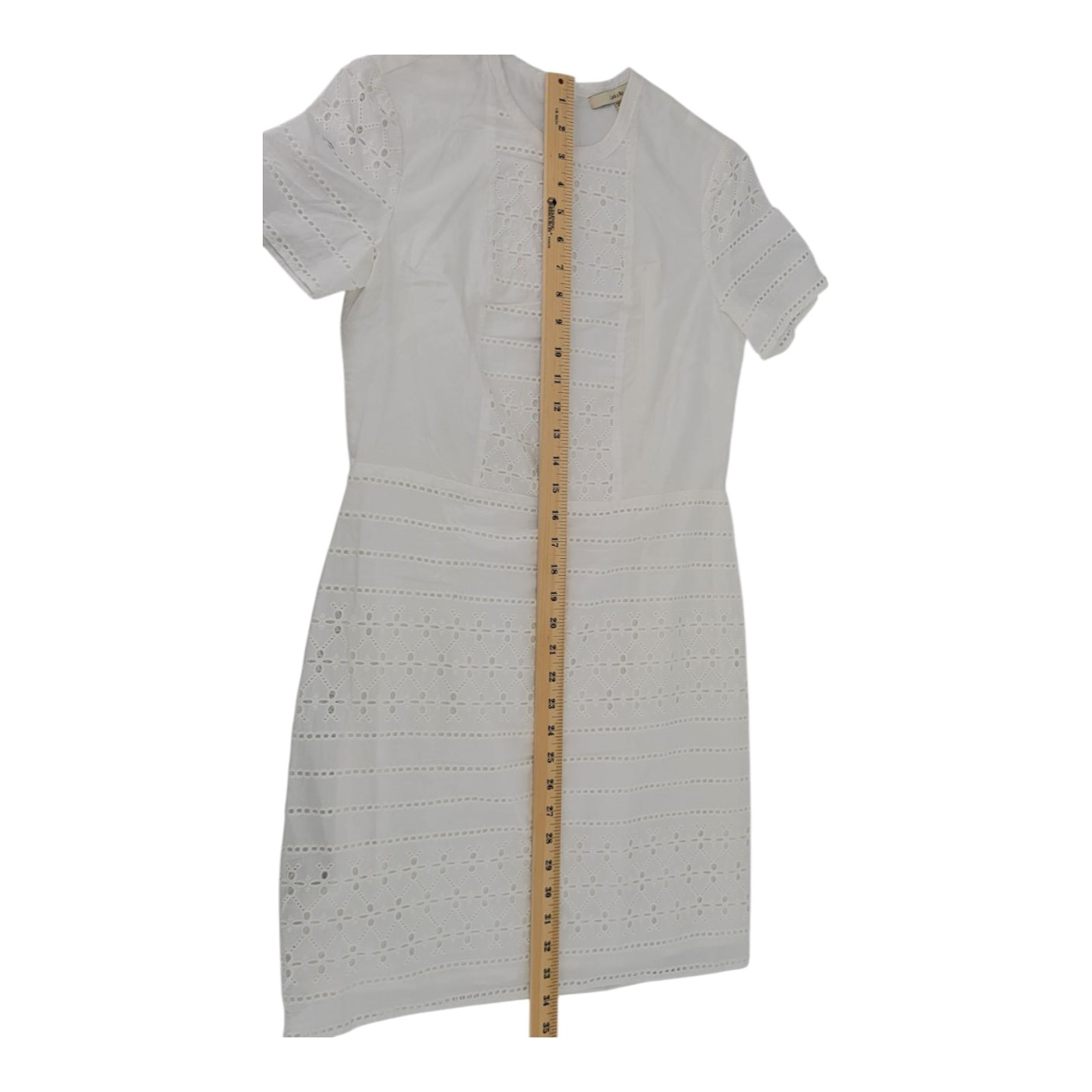 Lark & Ro Women's White Eyelet Lace Dress Zip Back Short Sleeve Size 0