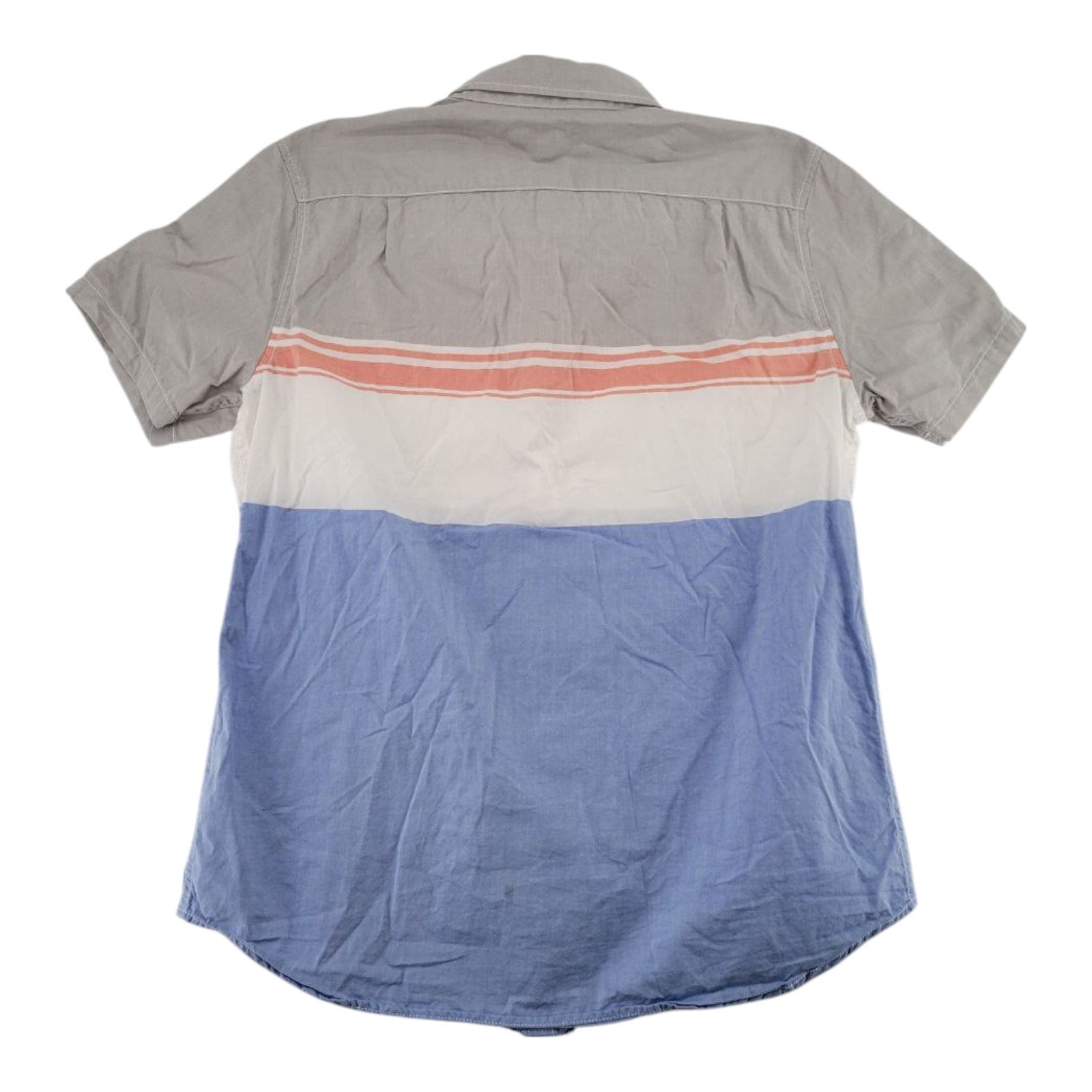 Aeropostale Men's Button Down Shirt M Gray Blue Striped Short Sleeve