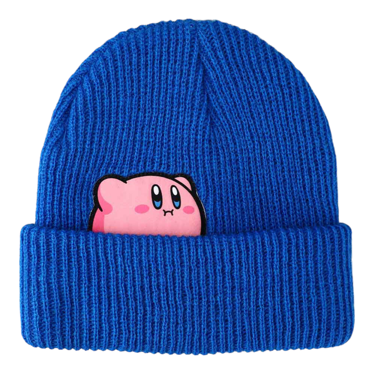 Bioworld Kirby Snack Time Peek-a-Boo Royal Blue Cuffed Beanie Hat