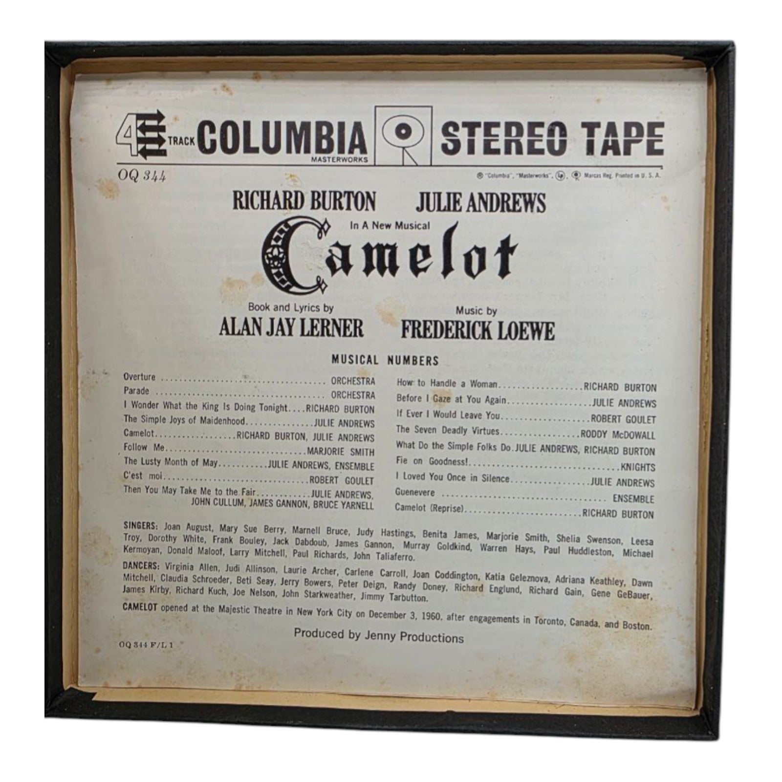 Camelot Original Broadway Cast Reel to Reel Tape Columbia 7 1/2 IPS
