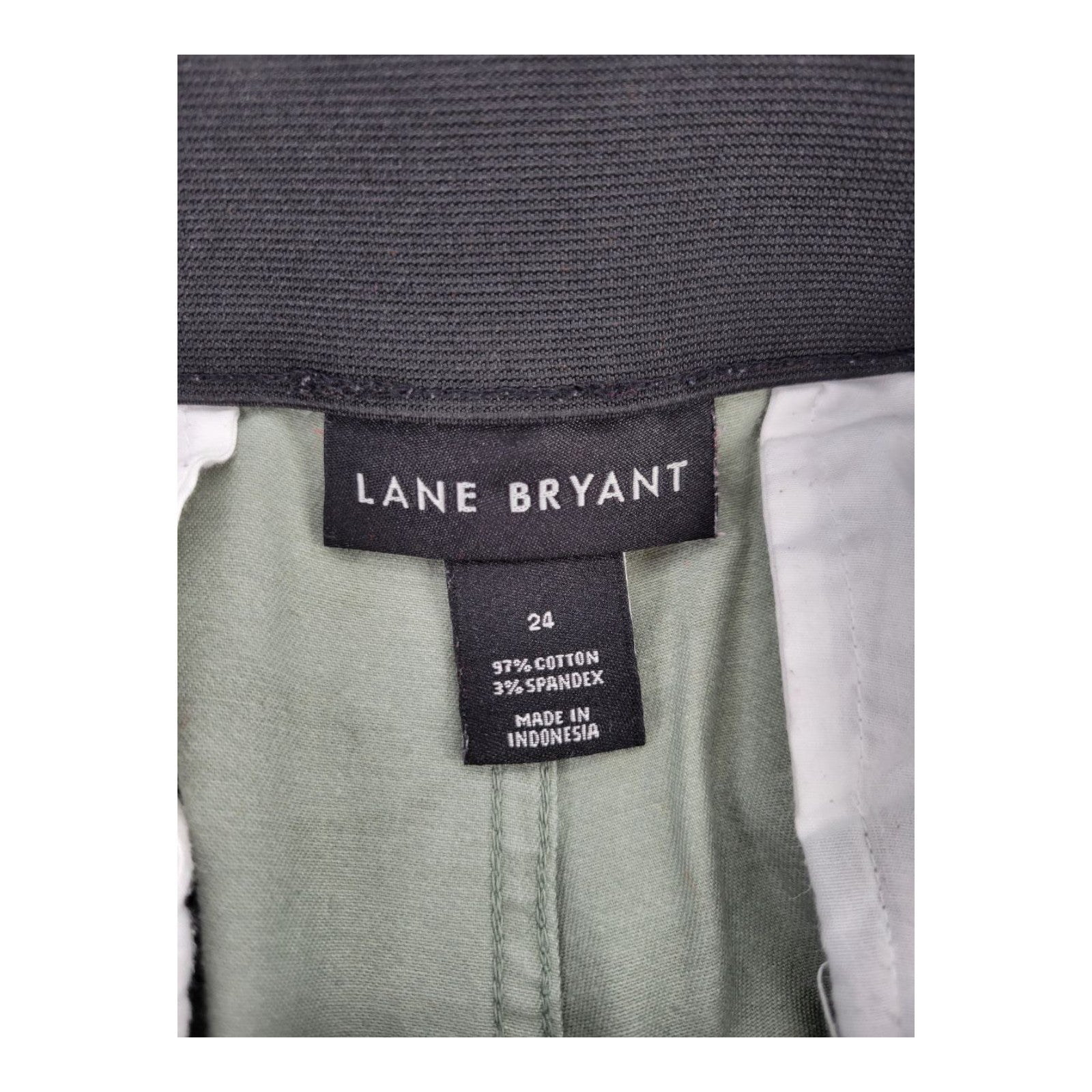 Lane Bryant Womens Camo Chino Pants Green Stretch Cotton Blend Size 24