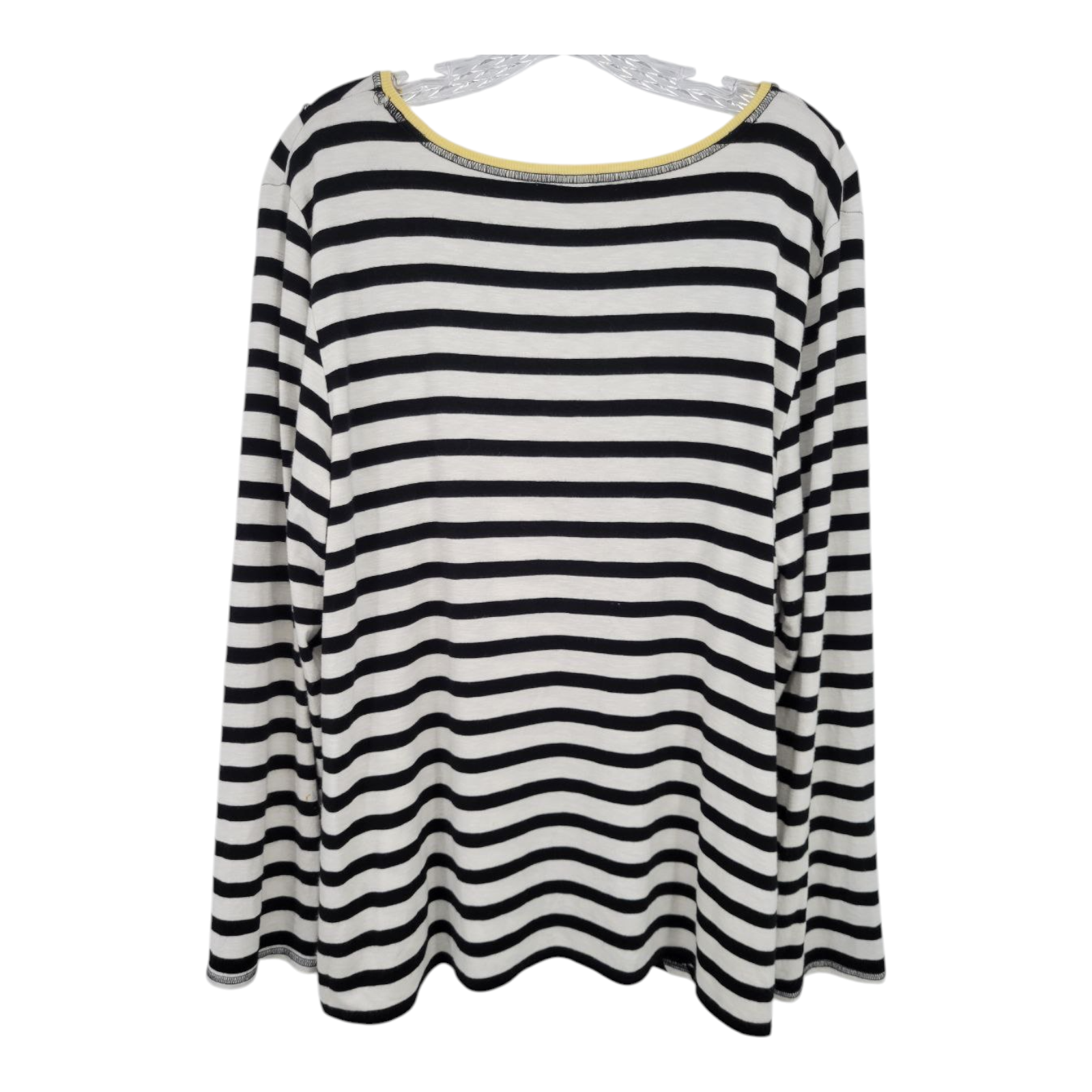 Chicos Zenergy Black White Stripe Long Sleeve Shirt Size 3 US 16/18