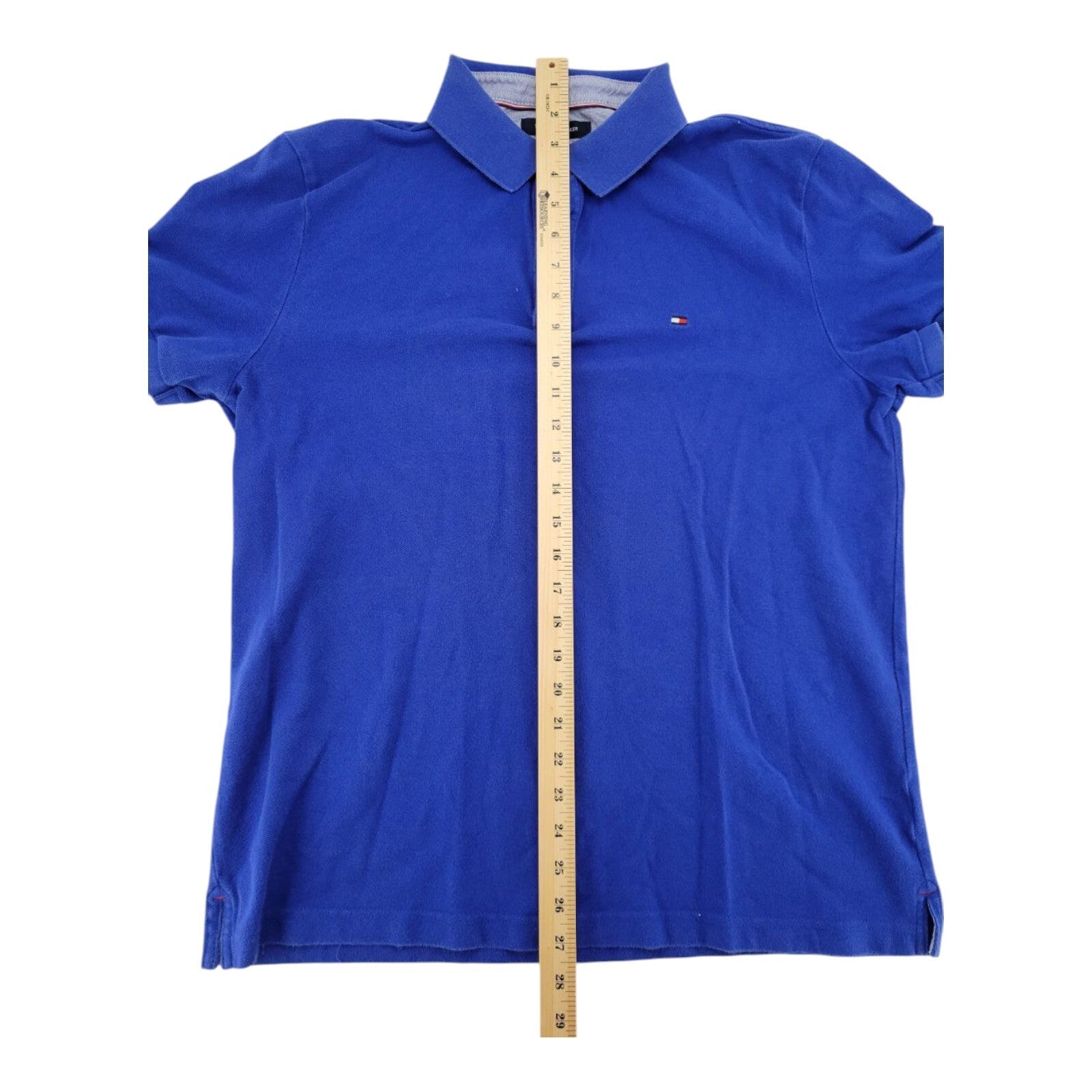 Tommy Hilfiger Blue Polo Shirt Custom Fit Short Sleeve Mens Size Large