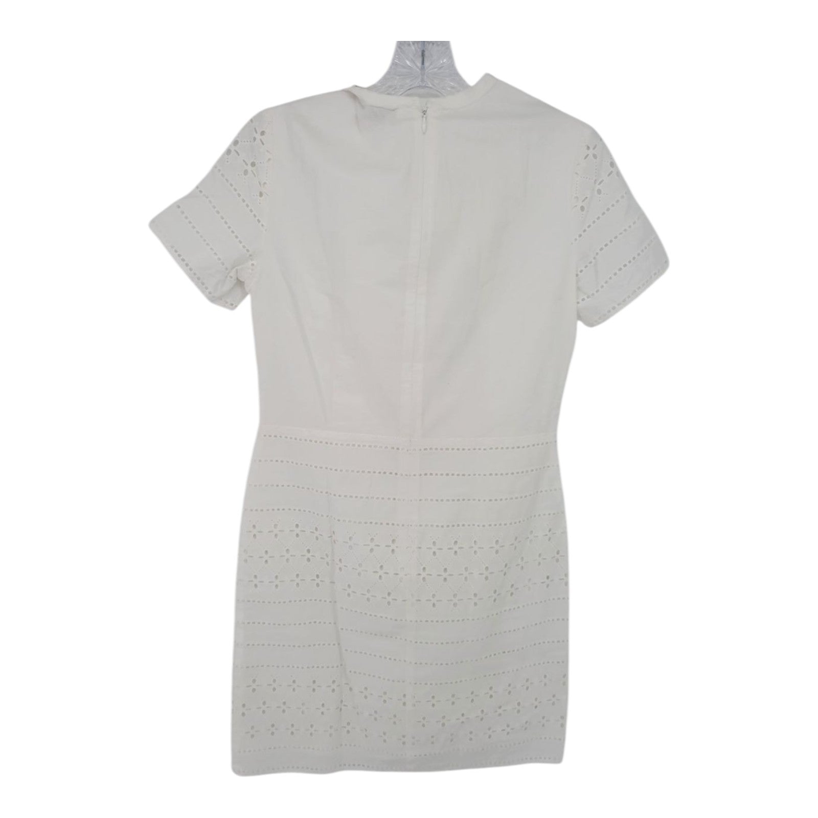Lark & Ro Women's White Eyelet Lace Dress Zip Back Short Sleeve Size 0