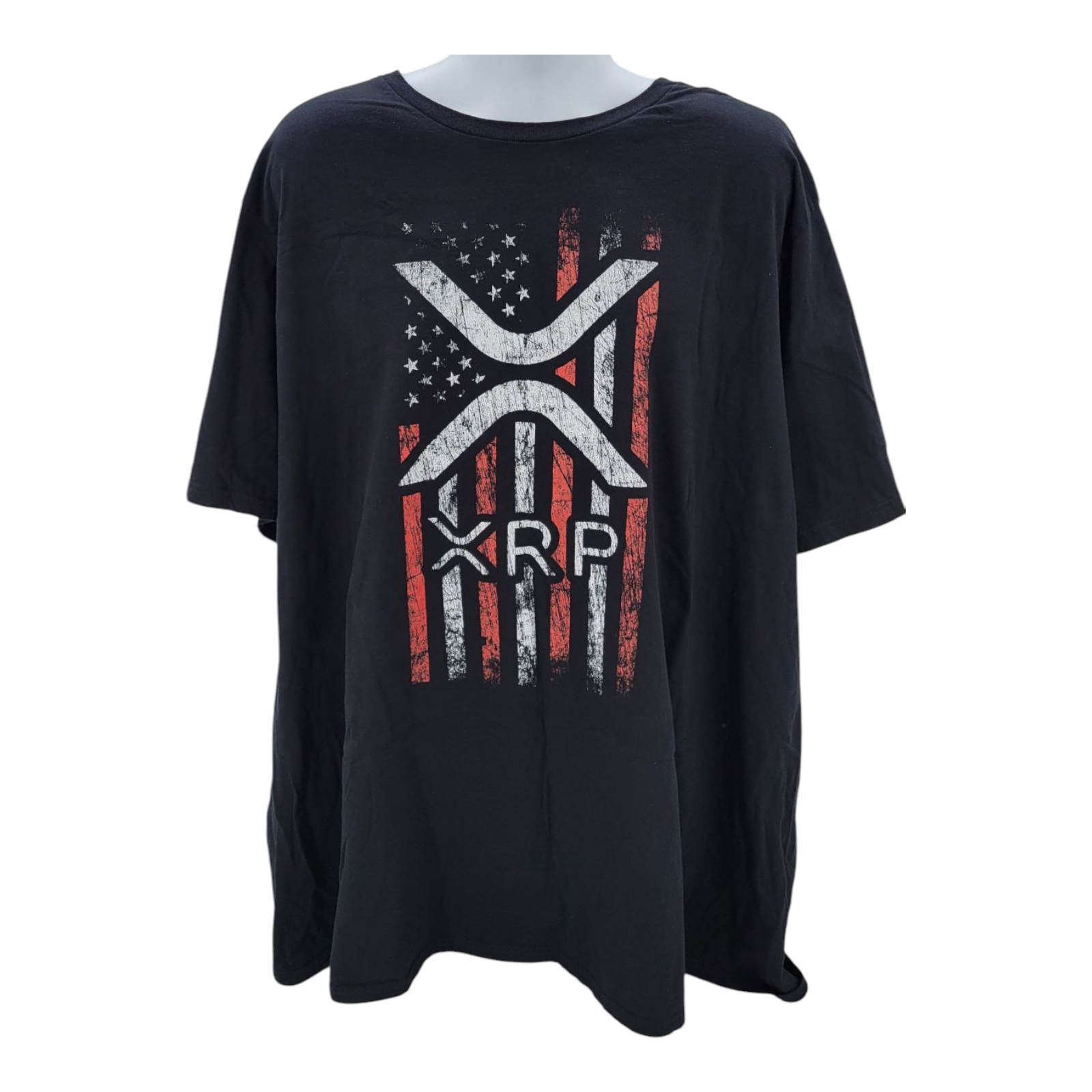 Gildan XRP American Flag Cryptocurrency T-Shirt 4XLT Black Short Sleeve Cotton