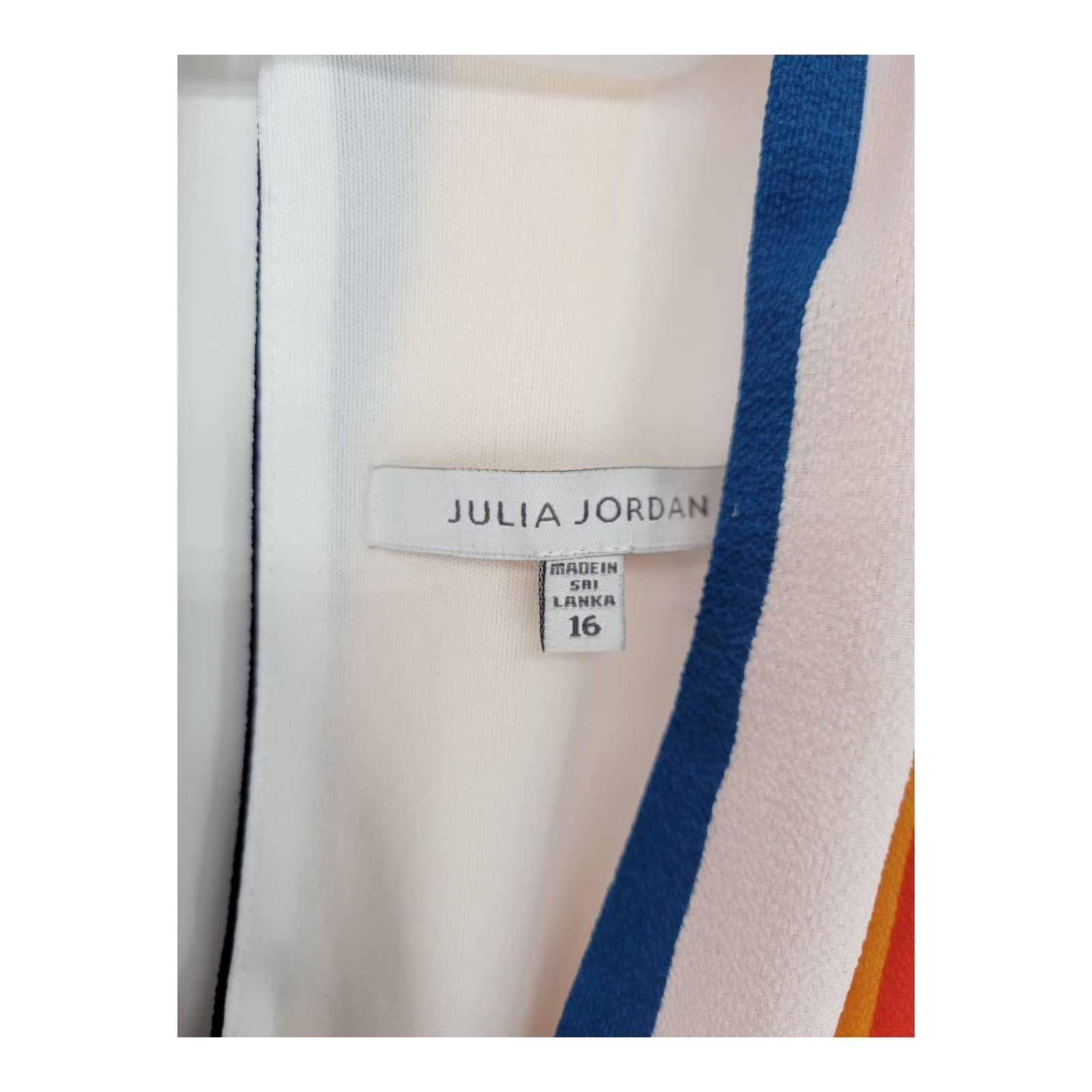 Julia Jordan Women's Multicolor Striped V-Neck Dress Ruffle Hem Sleeveless 16