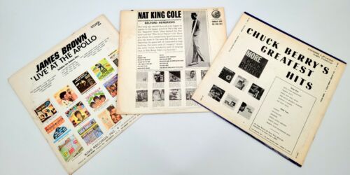 VTG James Brown Chuck Berry Nat King Cole Lot of Three LP Vinyl Record Bundle
