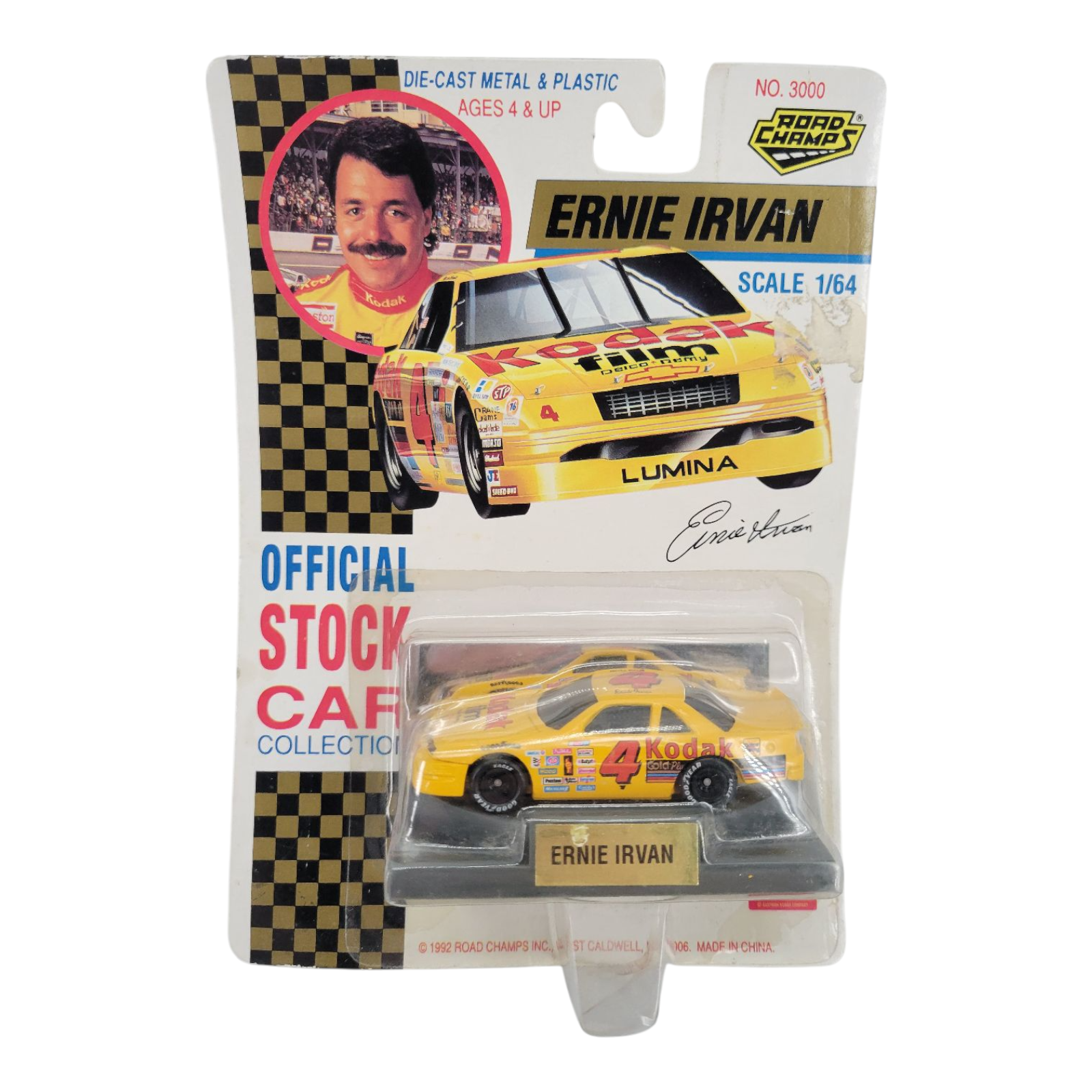 Road Champs Ernie Irvan #4 Kodak Lumina 1:64 Scale Diecast Car 1992