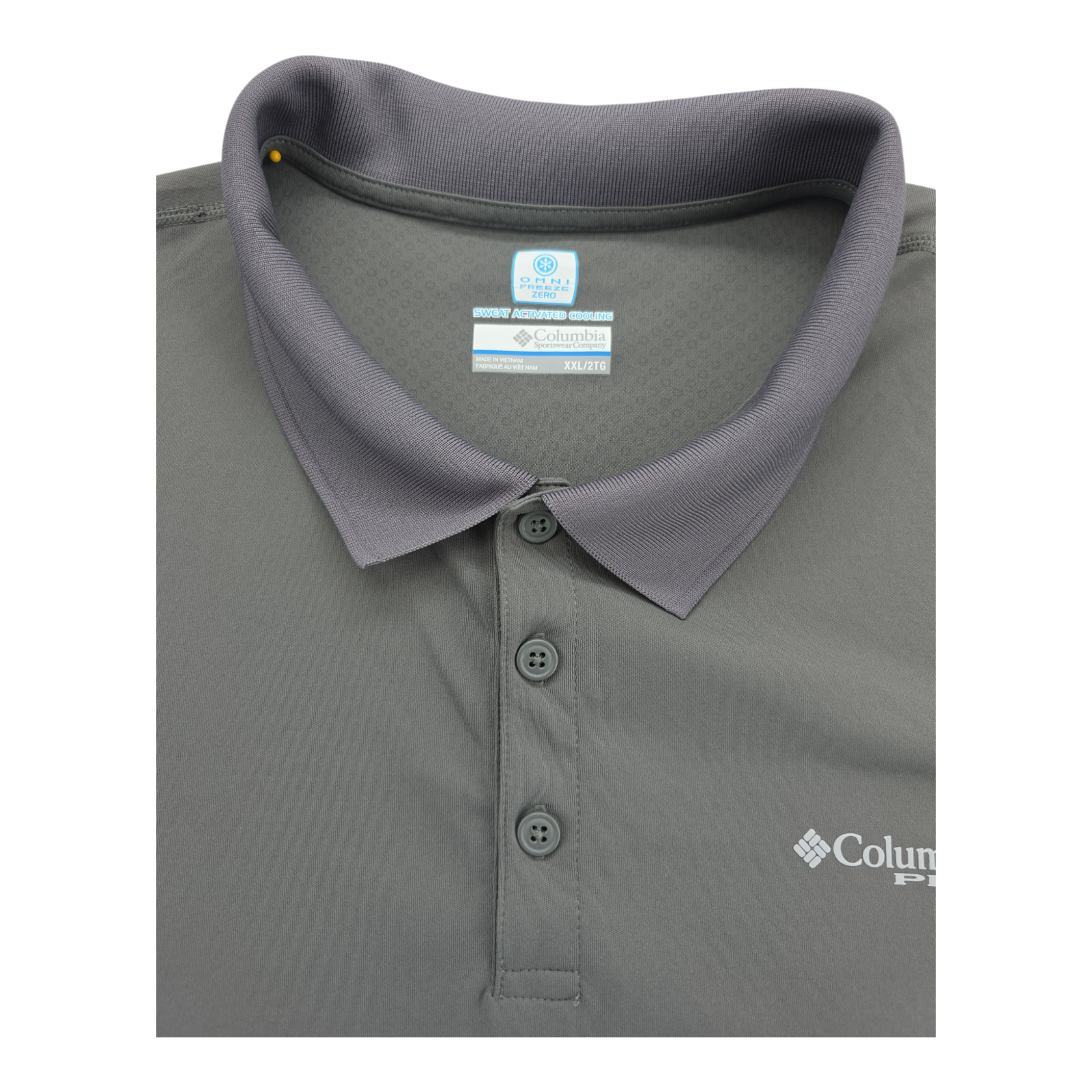 Columbia PFG Omni Freeze Zero Polo Shirt Gray White Short Sleeve XXL 2TG