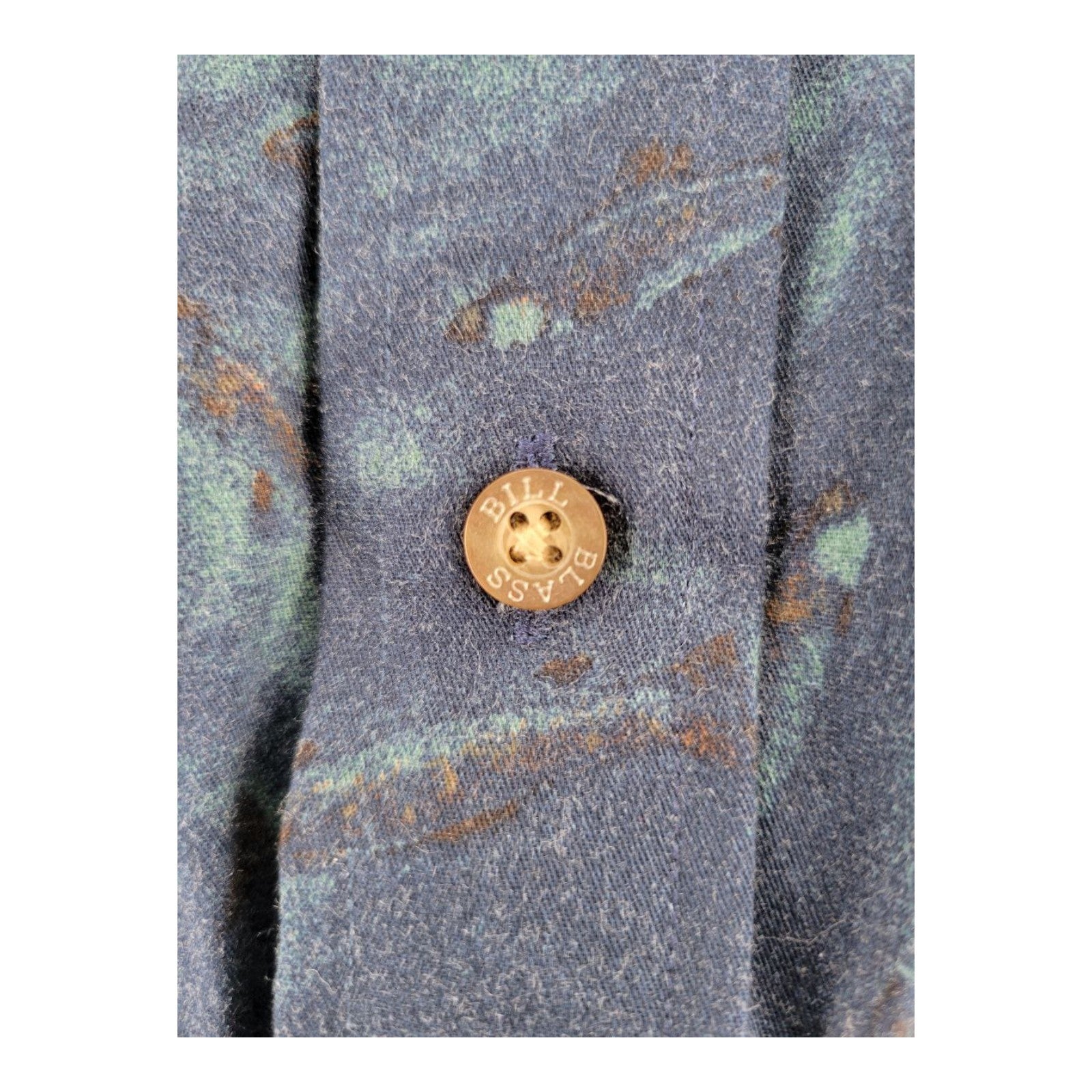 Bill Blass Blue Abstract Fish Print Button-Up Shirt Long Sleeve Men's Size M