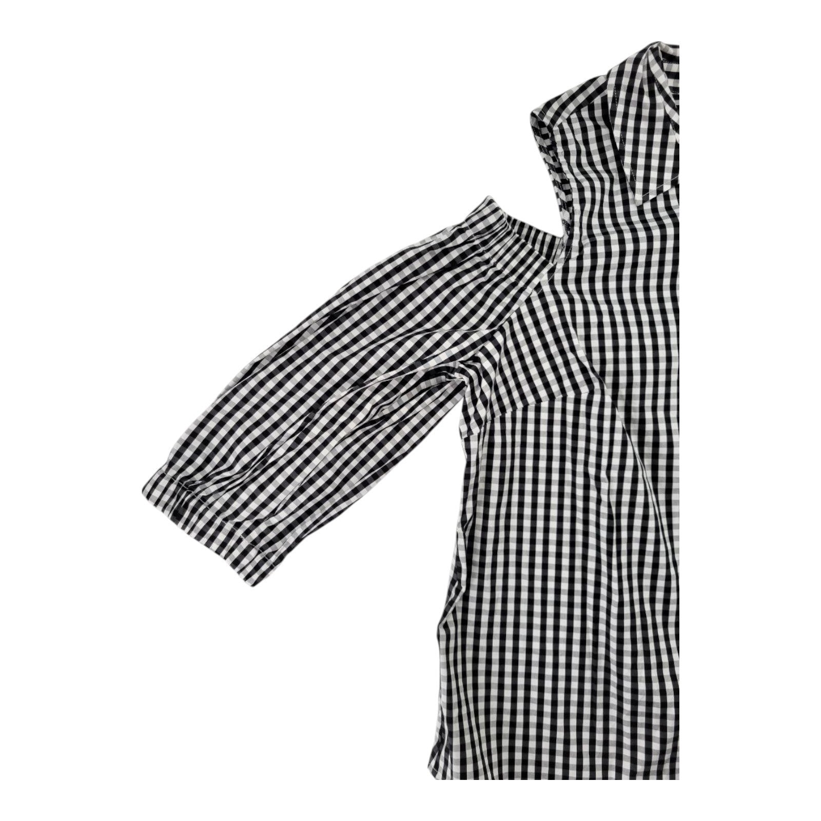 Charter Club Woman Gingham Cold Shoulder Top Black White Button Front 18W