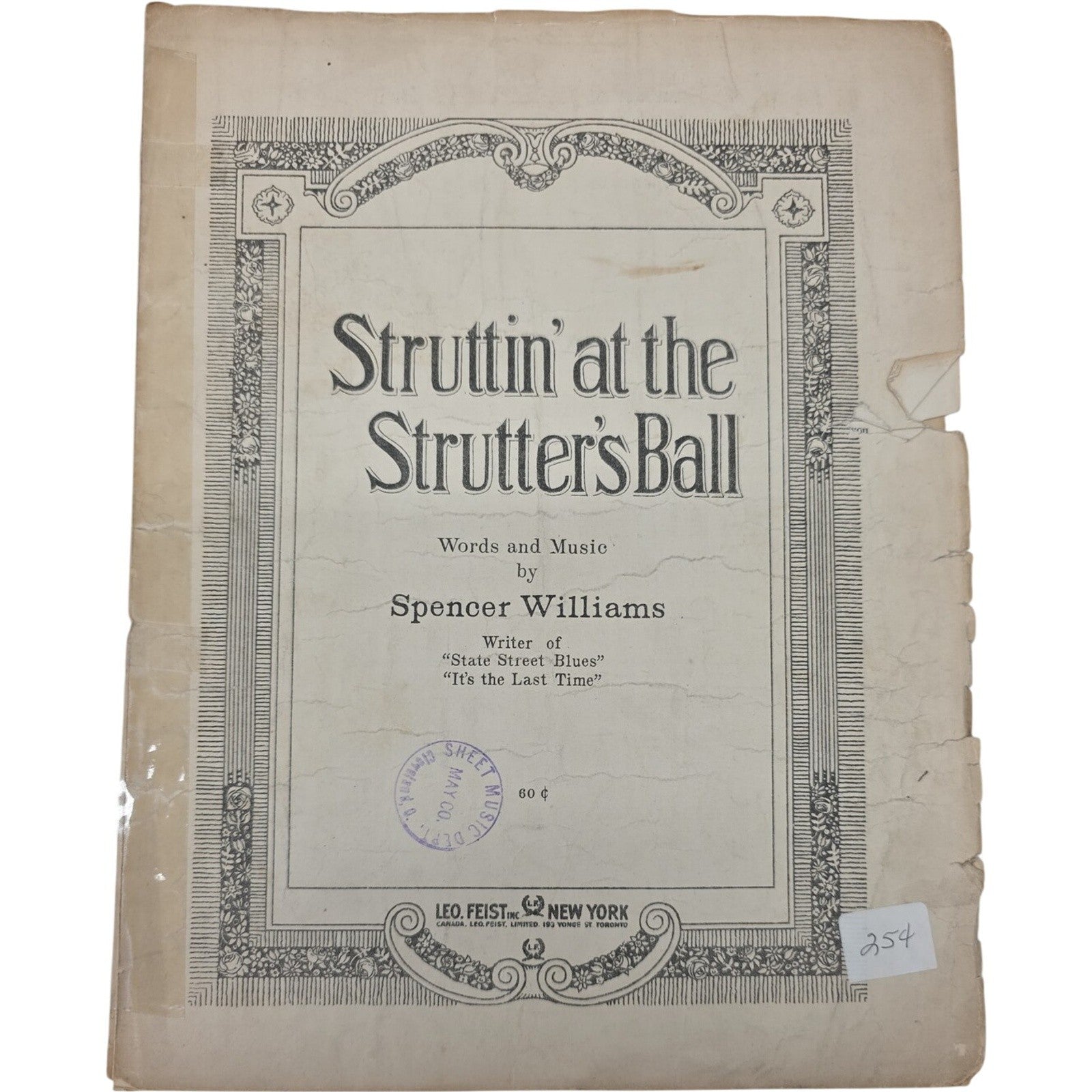 1922 Struttin’ at the Strutter’s Ball Vintage Sheet Music by Spencer Williams
