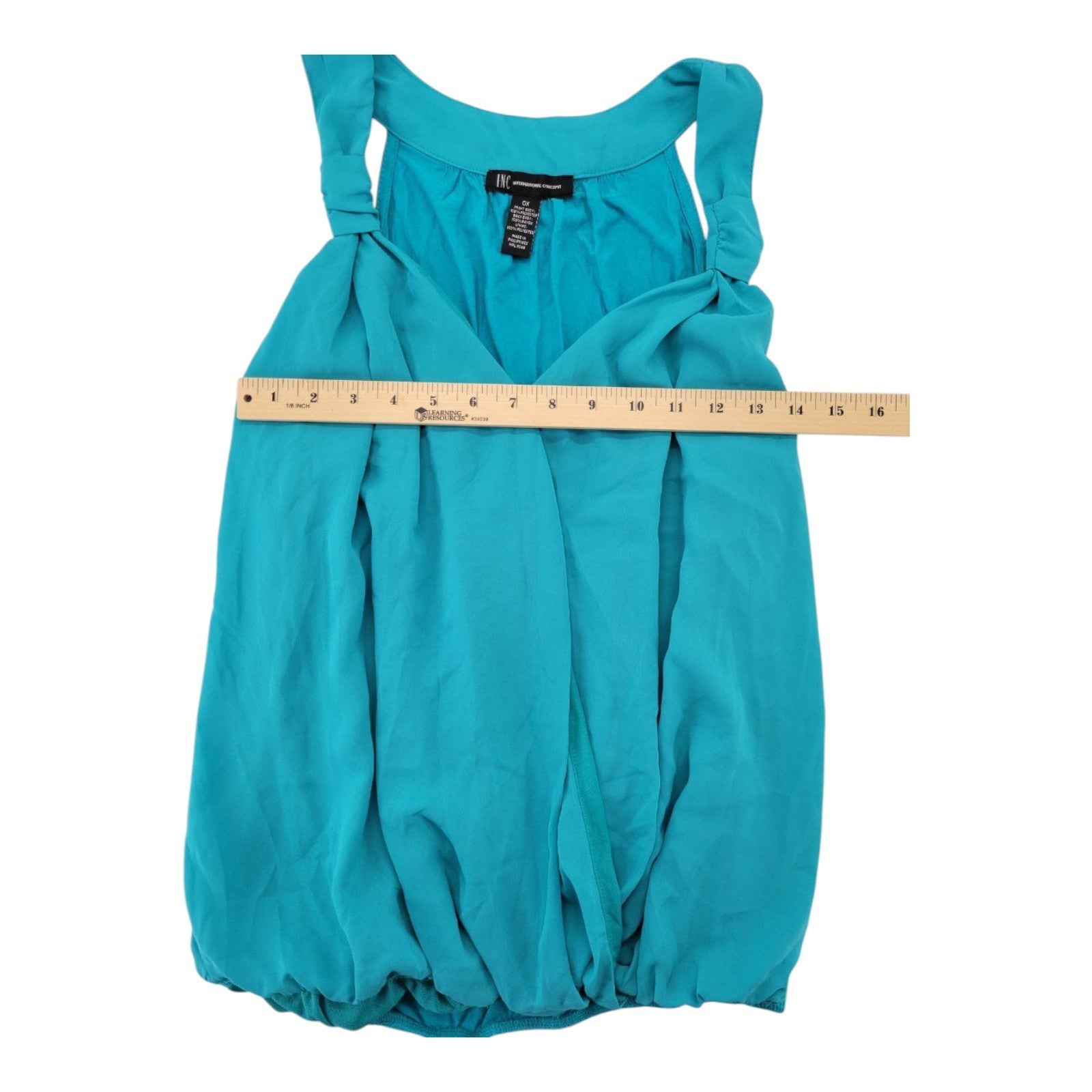 INC International Concepts Women's Teal Glow Bubble Hem Sleeveless Blouse NWT 0X
