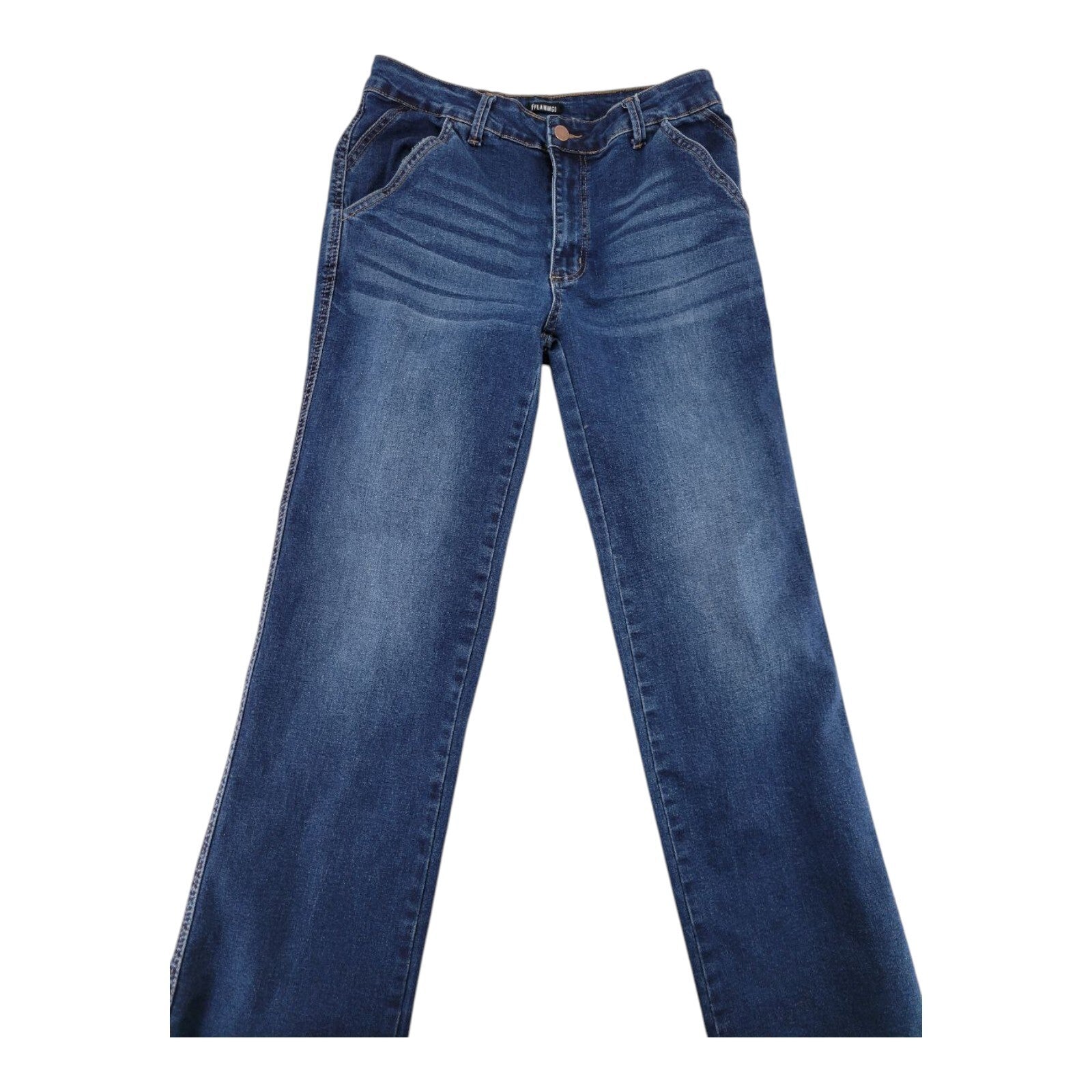 Flamingo Womens Stretch Denim Straight Leg Jeans Blue Size L