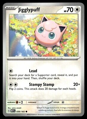 Pokemon 2023 Scarlet & Violet 151 Jigglypuff Common #39 Near Mint Card