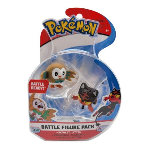 Wicked Cool Toys Pokemon Battle Figure Rowlet and Litten Battle Ready 95002