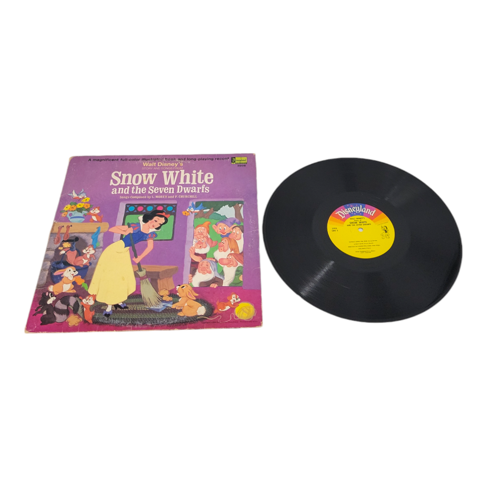 Walt Disney Snow White and the Seven Dwarfs Story Songs Book & LP Record 3906