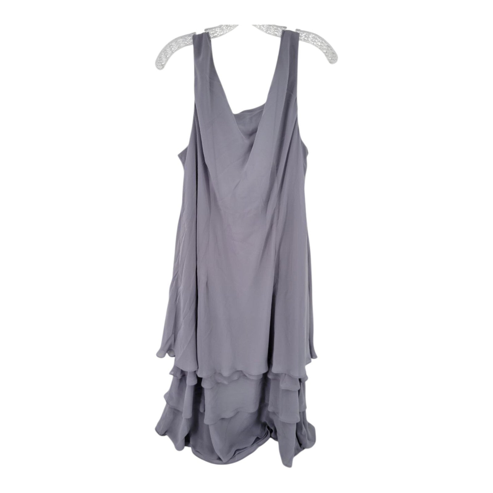 SLNY Womens 2 Piece Chiffon Jacket Dress Set Beaded Concrete Lavender 24W
