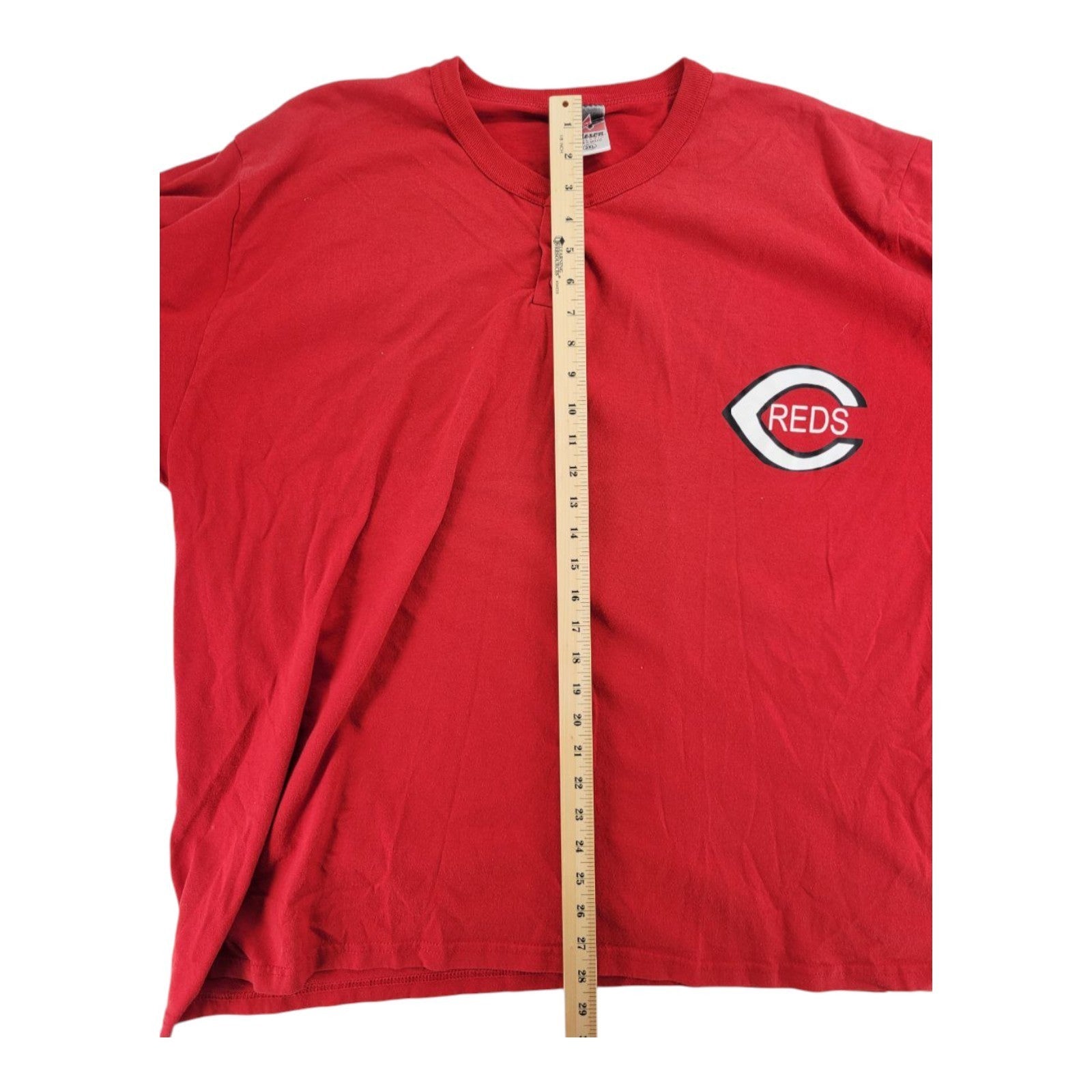 Cincinnati Reds Just Sports Graphic Henley T-Shirt 3XL Red Alleson Athletic