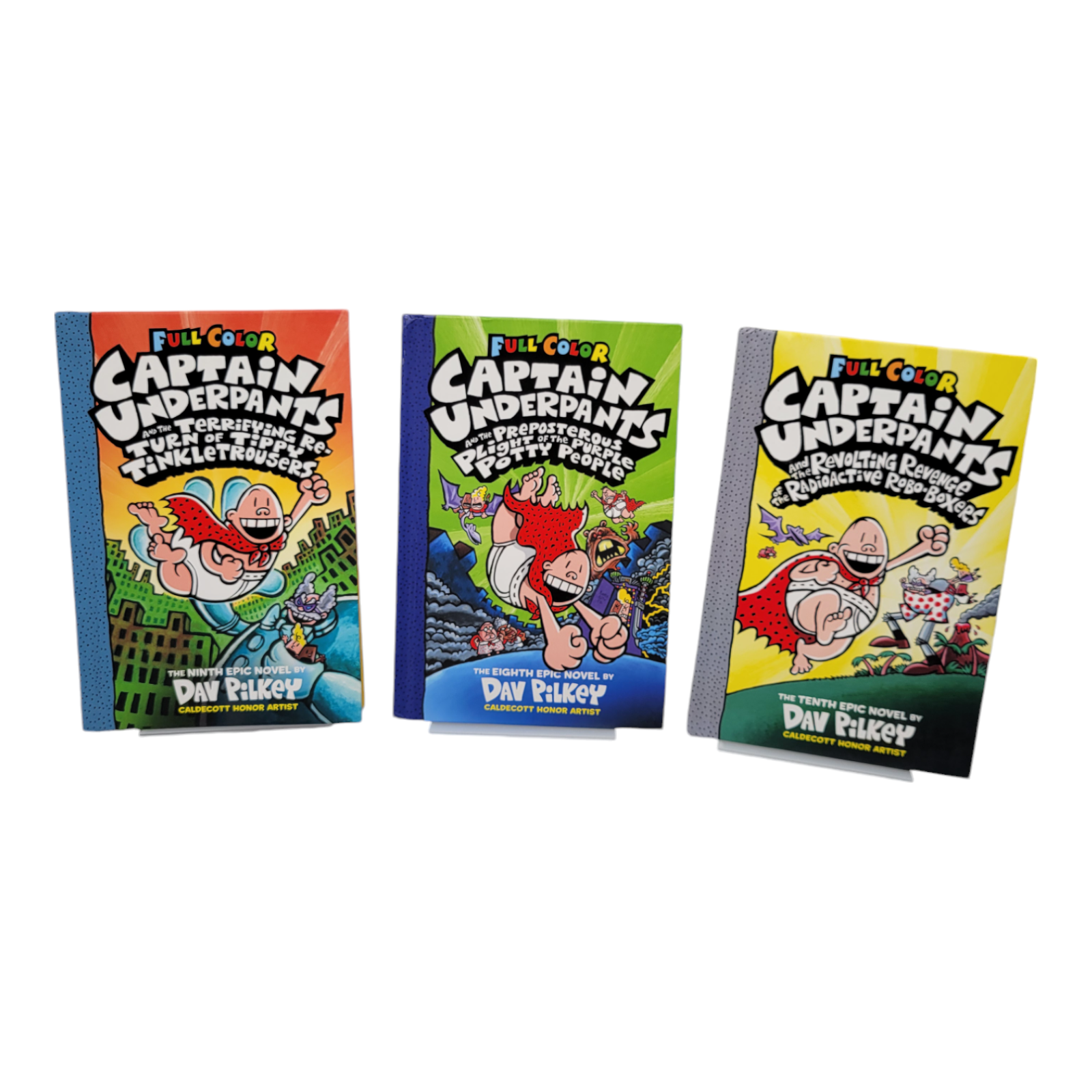 Captain Underpants Full Color Collection Books 8-10 by Dav Pilkey Bundle of 3