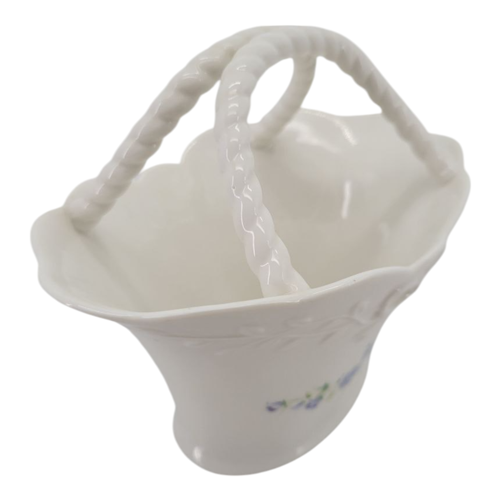 Mikasa Floral Vine Porcelain Basket White Embossed Ribbon Handle RL051