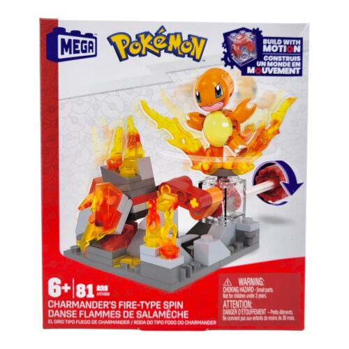 Mega Construx Pokemon Charmander's Fire-Type Spin Building Kit 81 Pieces Toy