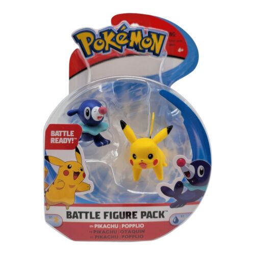 Wicked Cool Toys Pokemon Battle Figure Pack Pikachu and Popplio Battle Ready