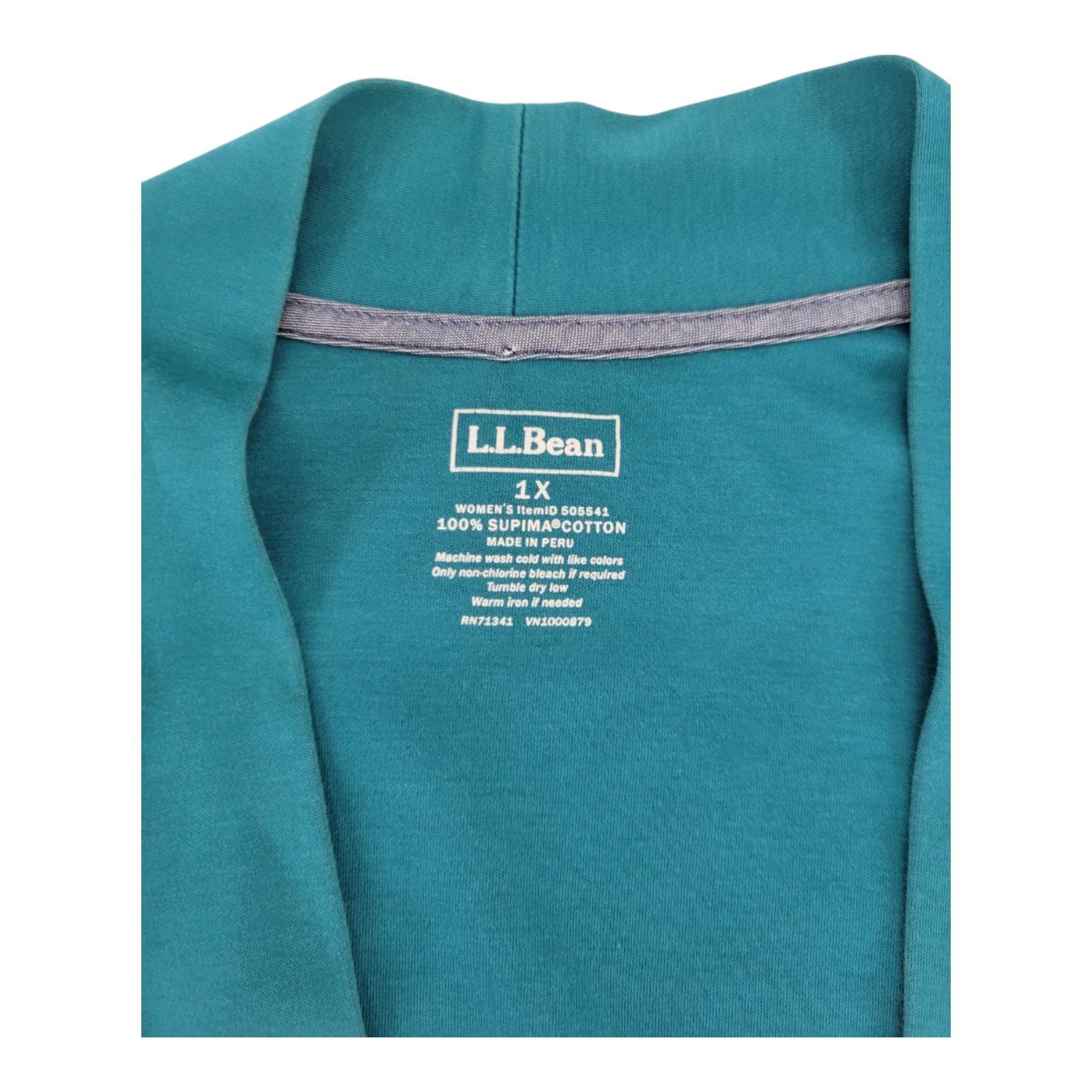 L.L. Bean Women's Open Front Cardigan 1X Supima Cotton Lightweight