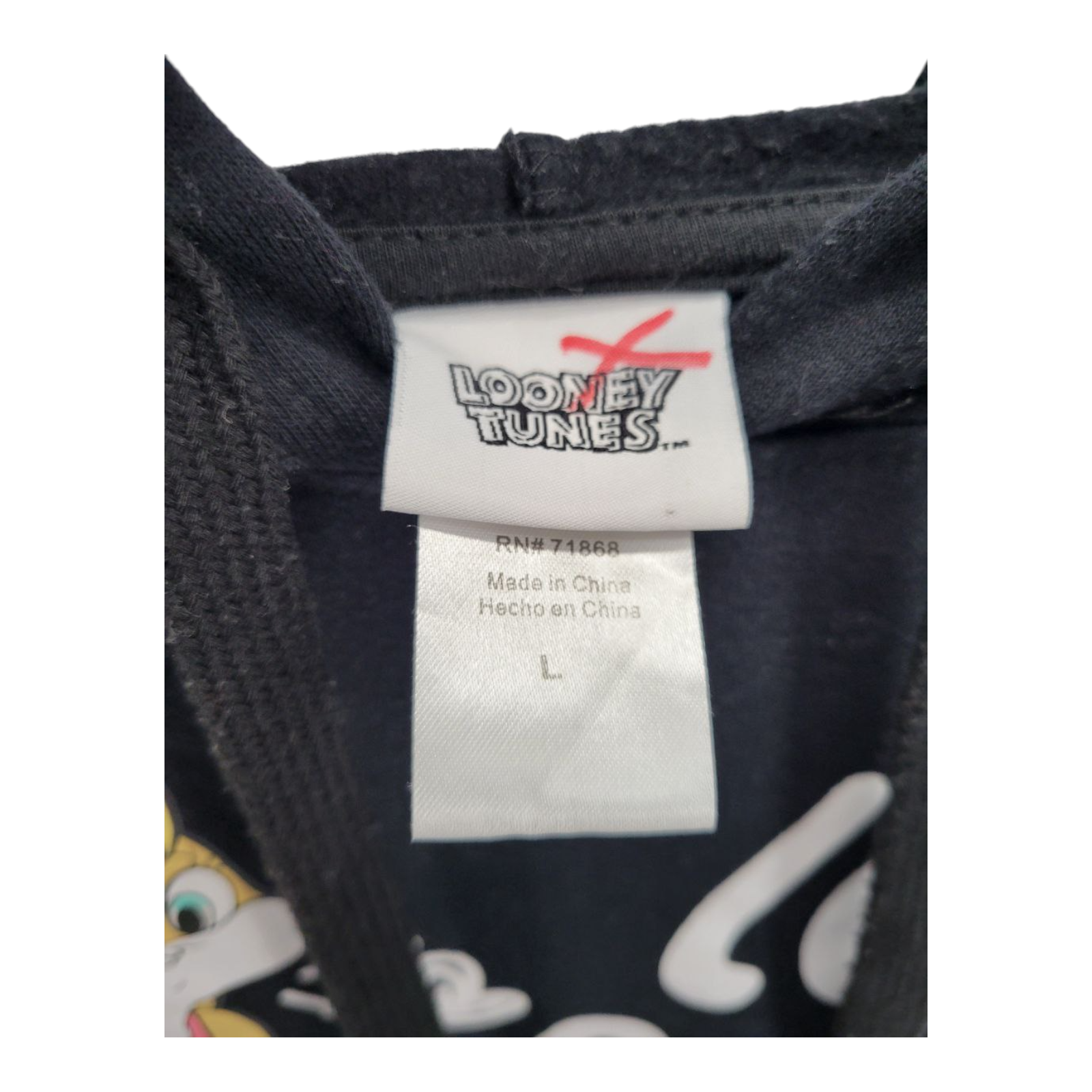 Looney Tunes Lola Bunny Hoodie Black Graphic Sweatshirt Womens Size L