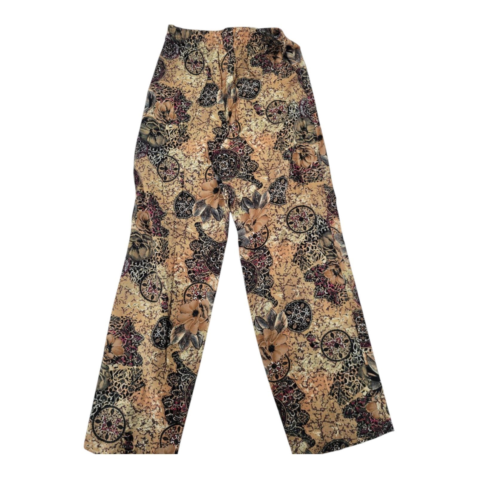 Office Hours Women's Small Floral Print Rayon Drawstring Casual Pants