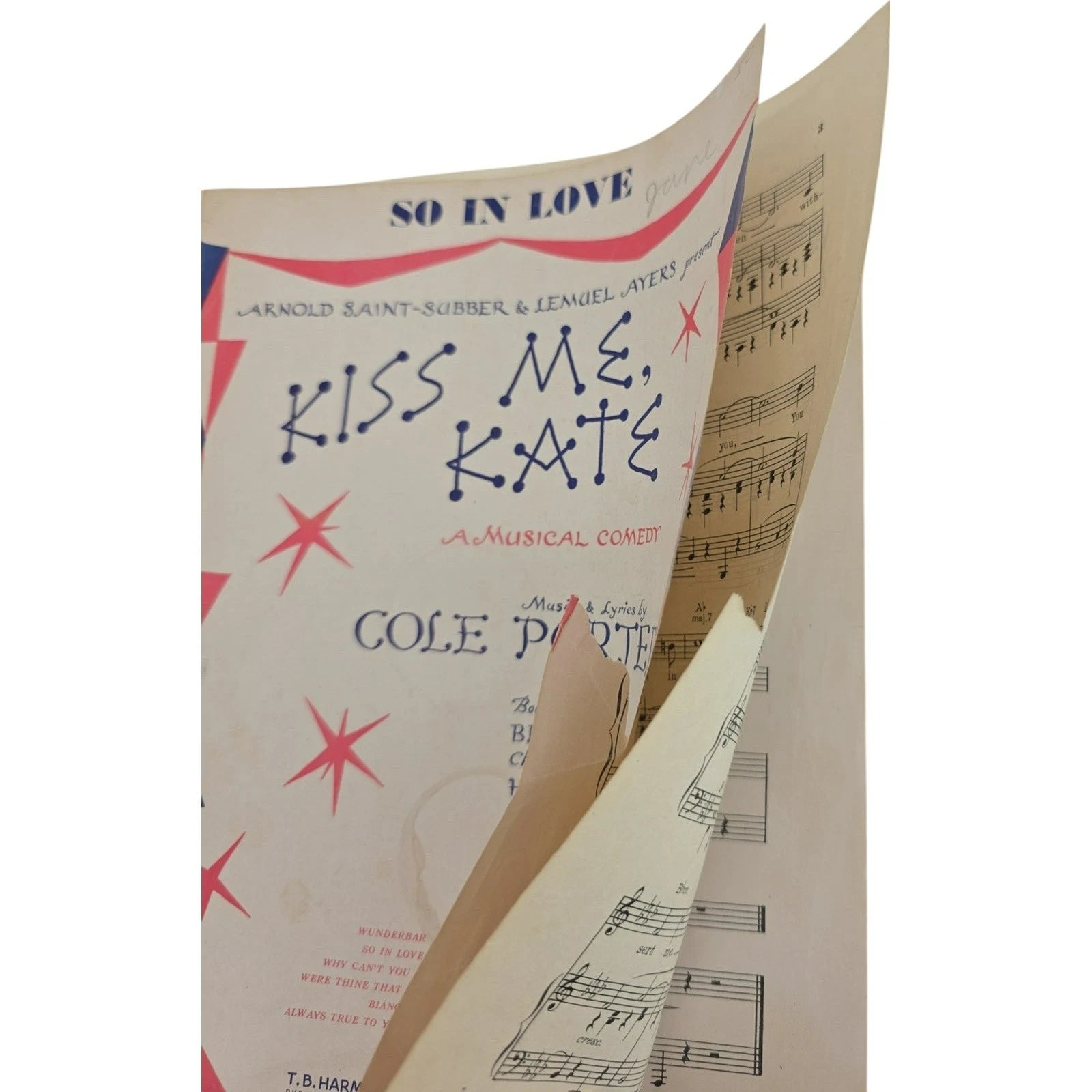 Kiss Me Kate A Musical Comedy by Cole Porter Vintage 1948 Sheet Music