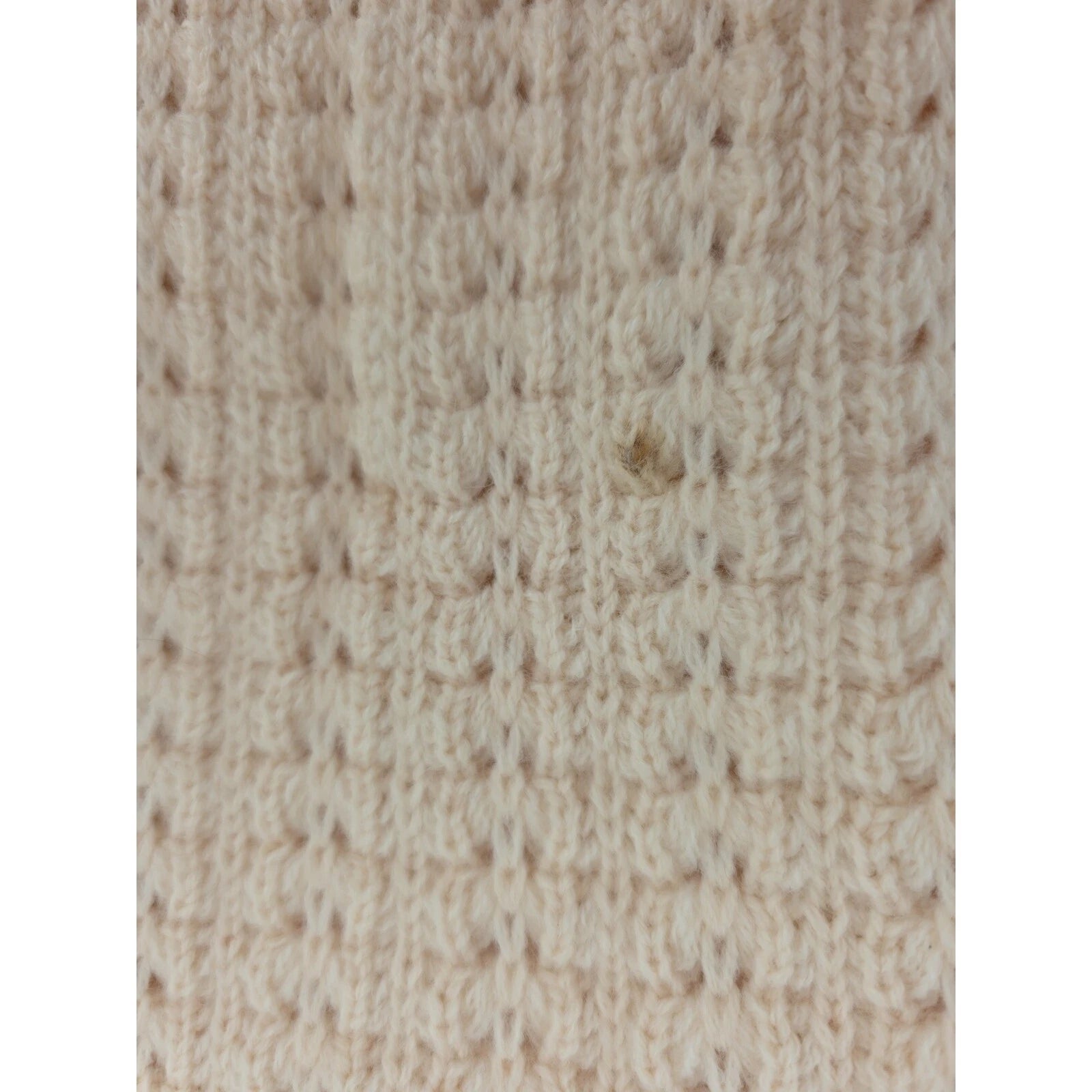 Crochet project Unfinished knitting Cream Wool Fabric Panel Ribbed Texture
