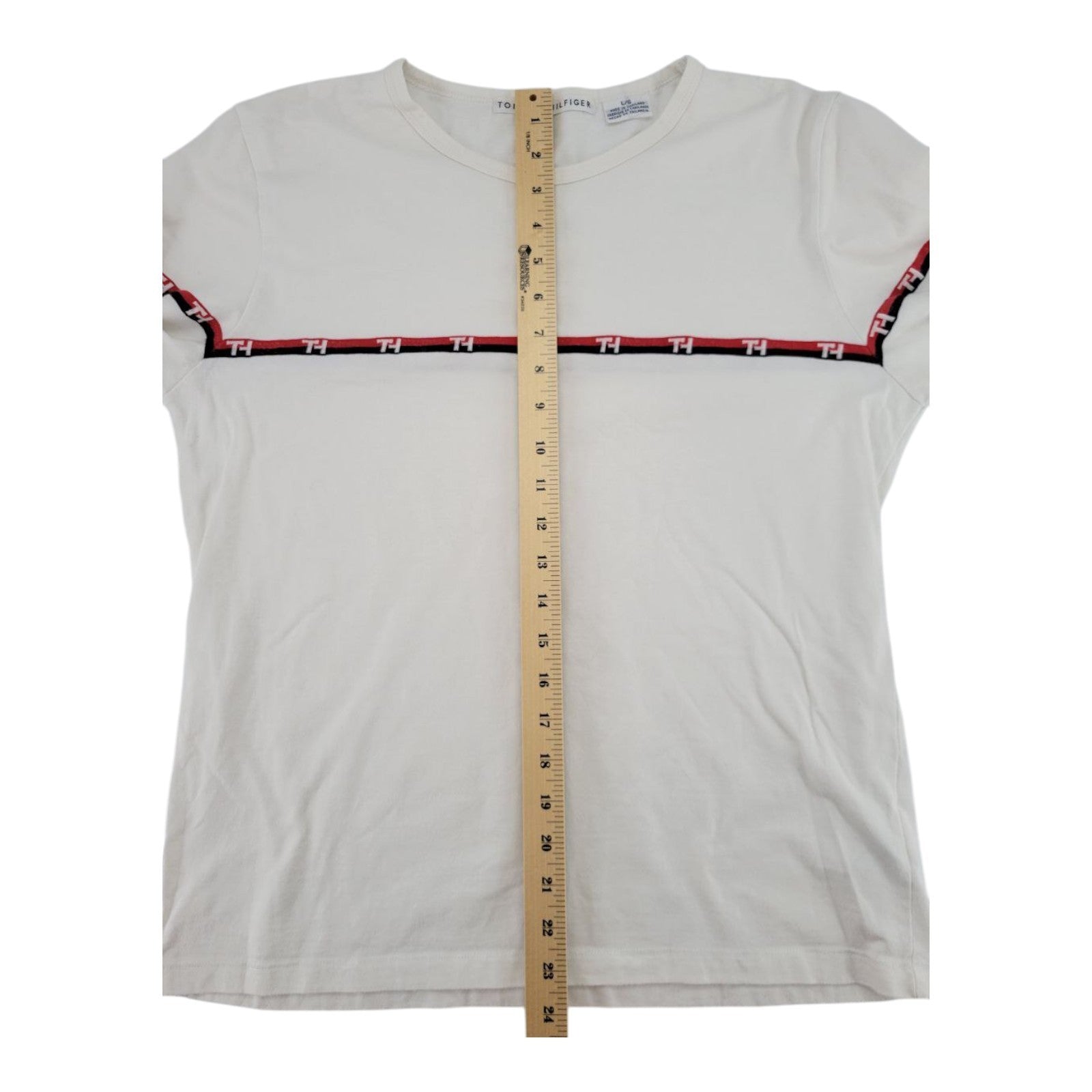 Tommy Hilfiger Off White Long Sleeve Logo Shirt Mens Size Large