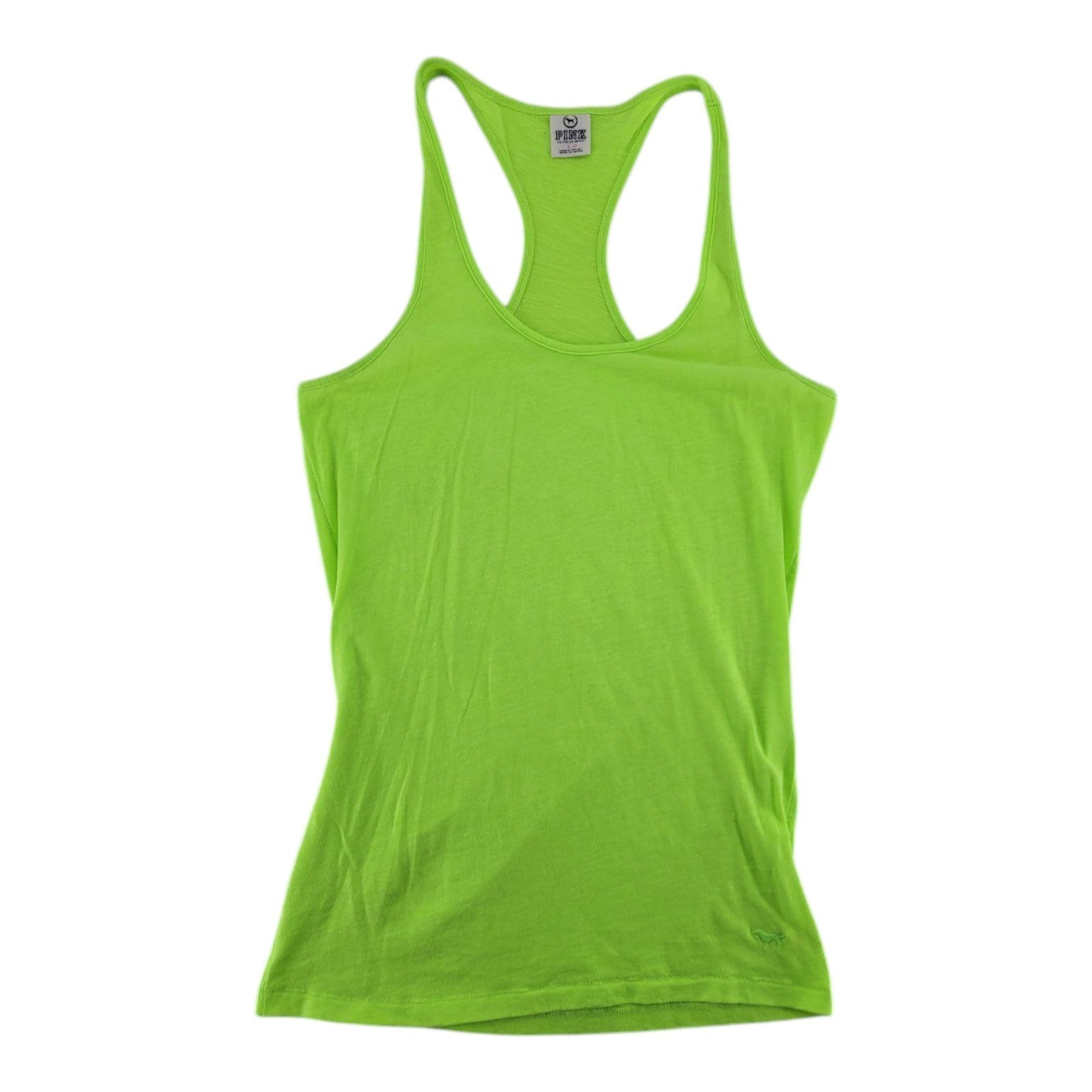 Victorias Secret PINK Neon Green Racerback Tank Top Sleeveless Size L