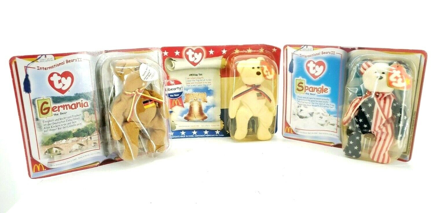1999 TY International Bears II Spangle and Germania with 1996 Liberty the Bear